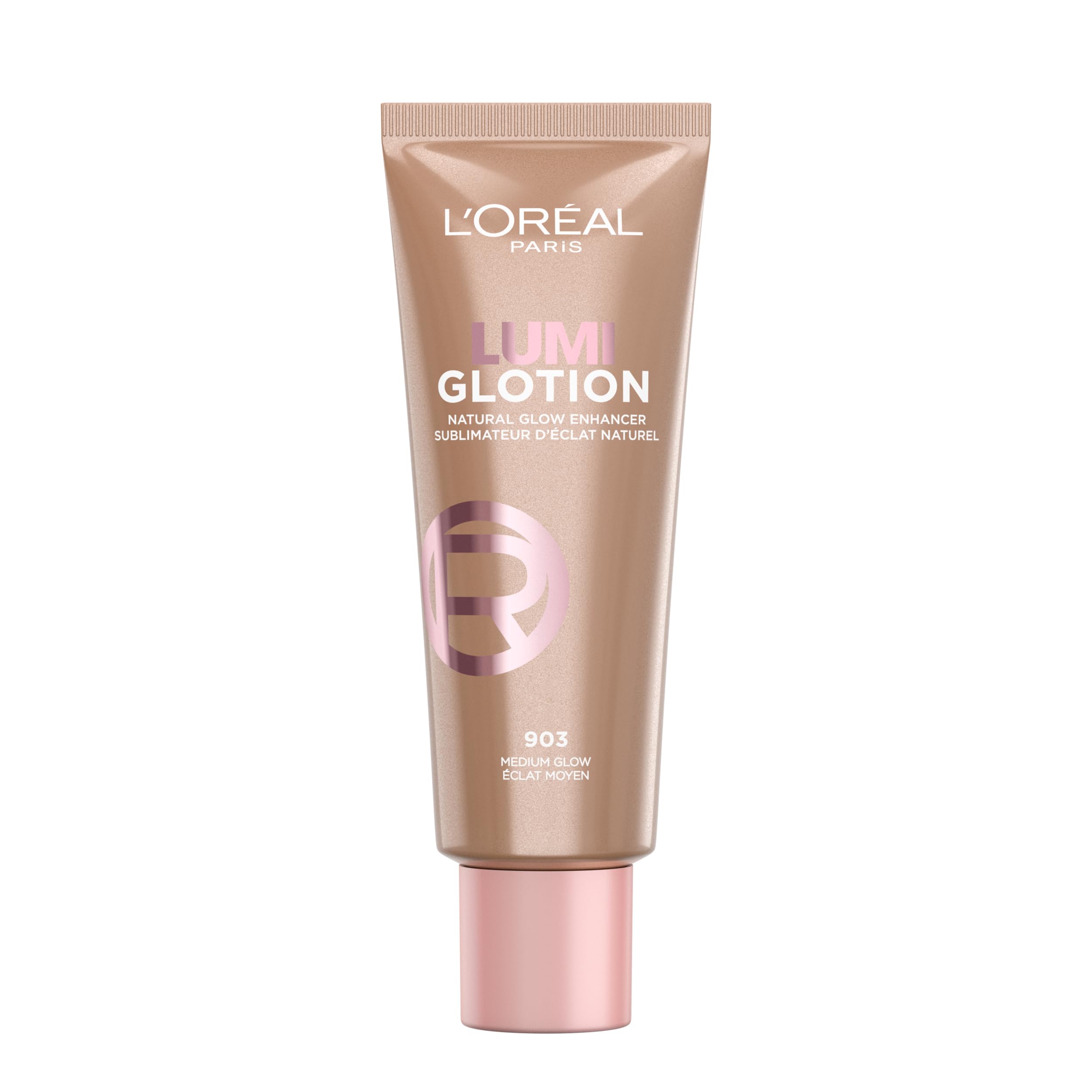 هایلایتر مایع L'Oréal Paris برای صورت و بدن با گلیسیرین و کره شی باتر، مدل Perfect Match Lumi Glotion، افزایش دهنده درخشندگی طبیعی، روشن کننده، مدل 903 Medium Glow، حجم 40 میلی‌لیتر