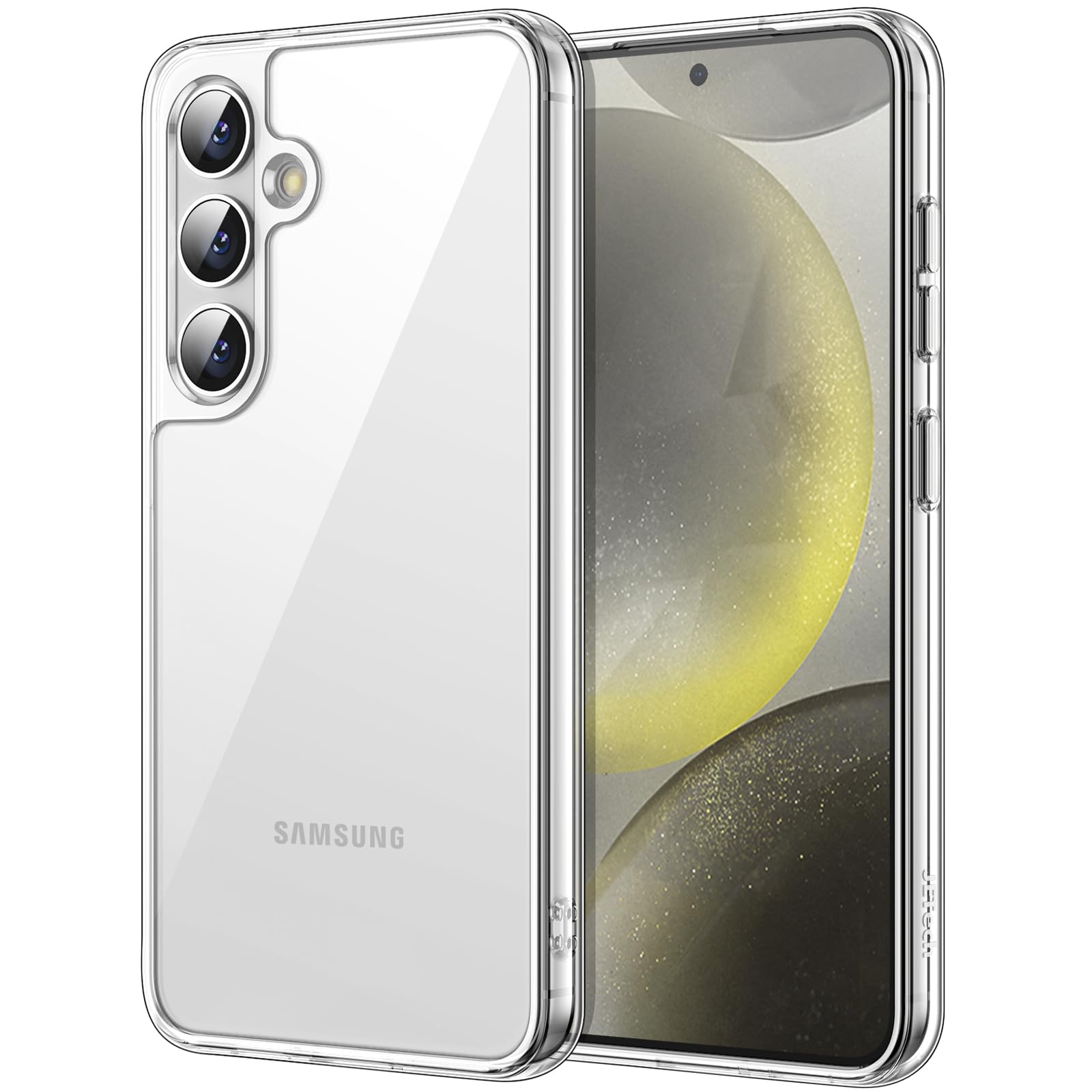 کاور JETech برای سامسونگ گالاکسی S24+ / S24 پلاس 5G، ضربه‌گیر بدون زرد شدن، پوشش محافظتی با بند لرزشی، پشتی سخت ضد خش (شفاف) - شفاف S24 پلاس
