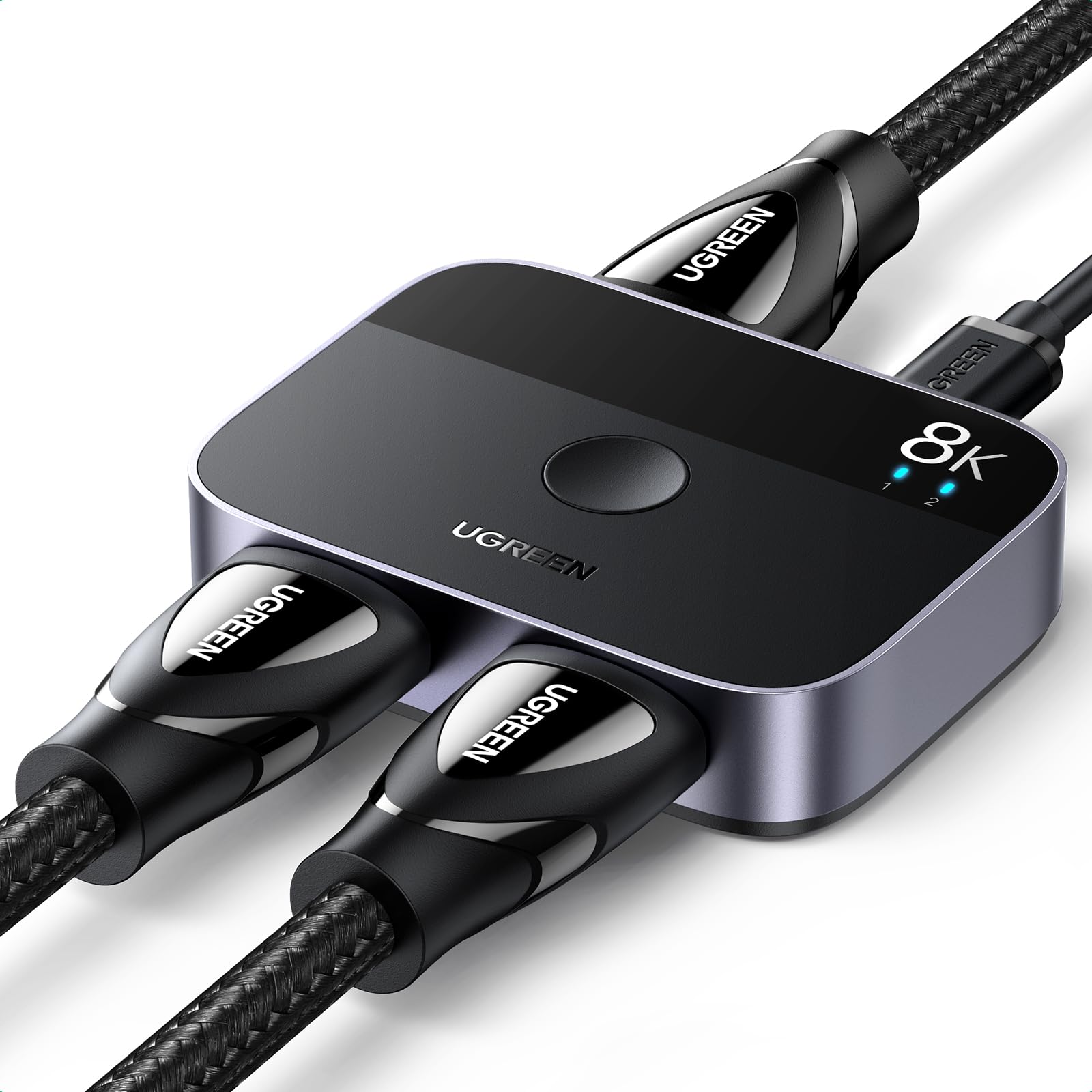 اِگرین کلید HDMI 2.1 8K@60Hz دوطرفه، 2 ورودی 1 خروجی و 1 ورودی 2 خروجی، کلید HDMI 4K@120Hz، پشتیبانی از 3D/CEC/HDR/Dolby، سازگار با PS5/PS4 Fire Stick Xbox Apple TV Blu-Ray Player آبی