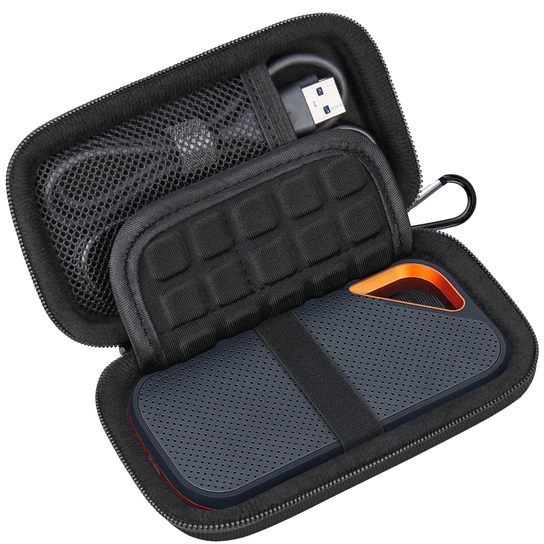 کیف حمل و جابجایی سخت Lacdo برای دیسک‌های جانبی SanDisk Extreme Pro/SanDisk Extreme Portable SSD 500GB، 1TB، 2TB، 4TB، درایو نگهداری جامد USB-C، کیف مقاوم در برابر ضربه EVA برای حفظ امنیت در سفر، رنگ مشکی+مشکی