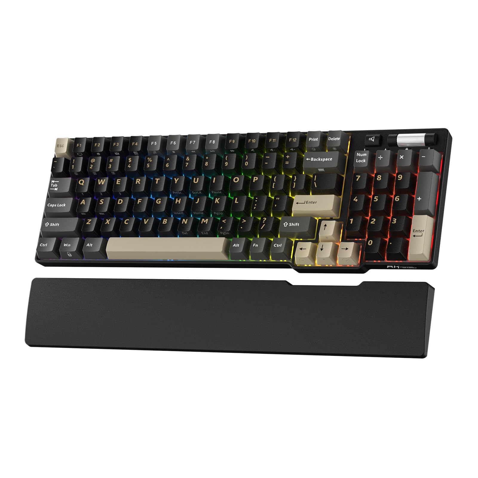 کیبرد مکانیکال RK ROYAL KLUDGE RK96 RGB نسخه محدود، 90% 96 کلید بی‌سیم با 3 حالت BT5.0/2.4G/USB-C، قابل تعویض سریع، همراه با استراحت مچ دست، کنترل ولوم، نرم‌افزار، باتری قدرتمند، سوییچ RK Viridian Linear، سوییچ Viridian Eclipse Black