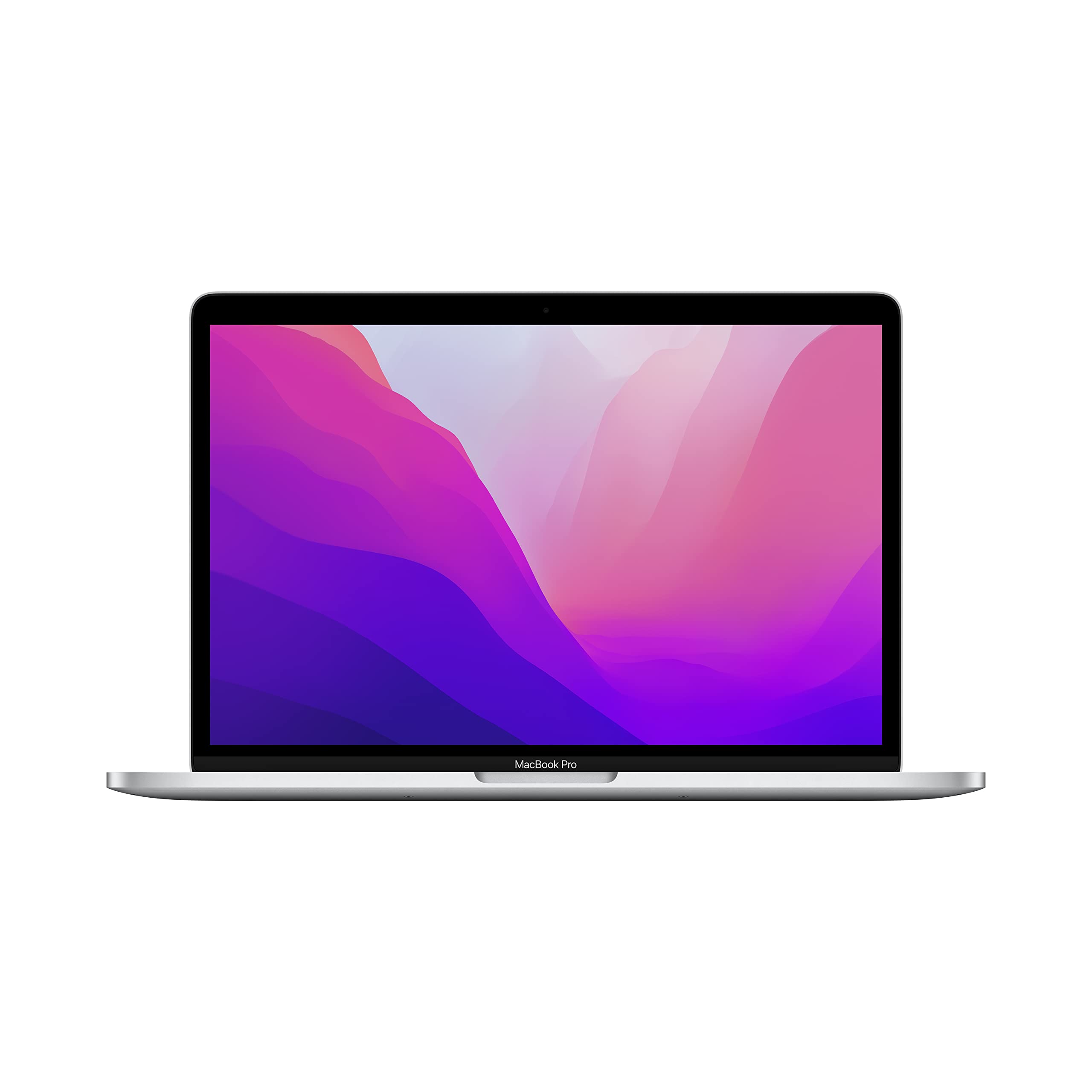 لپ تاپ MacBook Pro (بازسازی شده) اپل 2022 با چیپ M2: نمایشگر Retina 13 اینچ، 8GB RAM، 512GB فضای ذخیره‌سازی SSD، دوربین FaceTime HD. قابل استفاده با آیفون و آیپد؛ نقره‌ای؛ انگلیسی