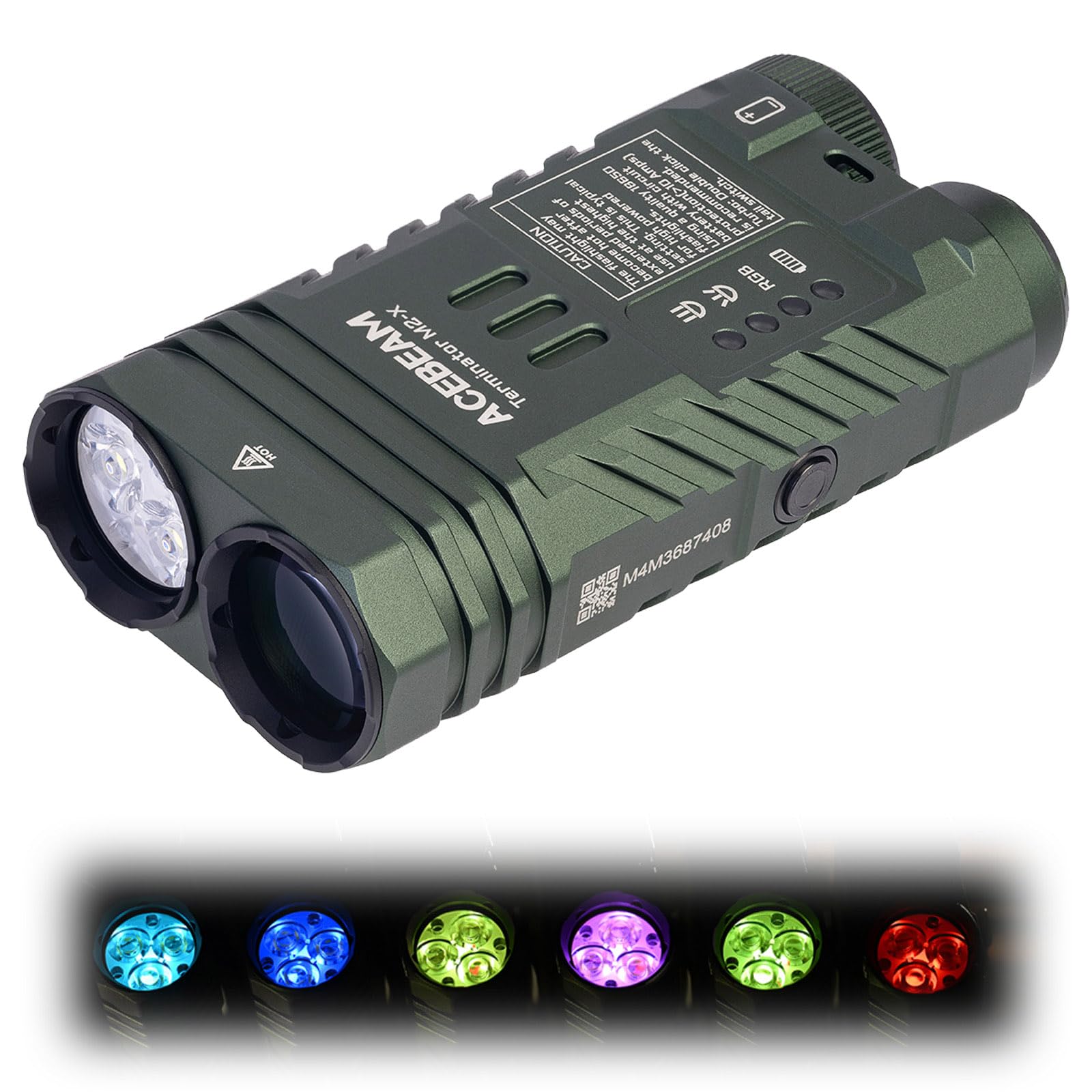 لامپ قوه فلت ACEBEAM M2-X با 3200 لومن نور قوی، منابع نور چندگانه، نور دایره‌ای و نور ابری، و نور مخلوط هفت رنگ، لامپ چندمنظوره قابل شارژ برای کمپینگ، حوادث اضطراری و خانه