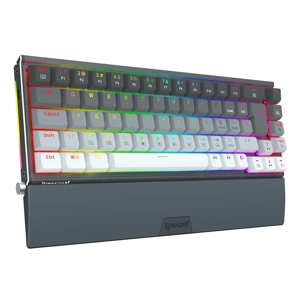 صفحه کلید قهوه ای Redragon MECHANIC GAMER SHACO RGB SWITCH K641G-GW-RGB سیاه و خاکستری