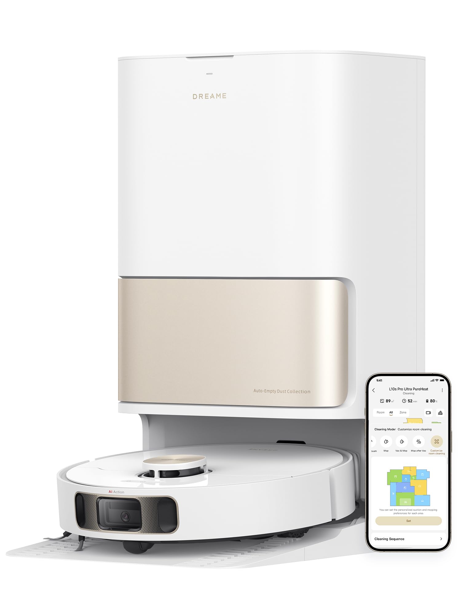 واکوم روباتیک برقی Dreame L10s Pro Ultra، واکوم روبات با ماژول تمیزکننده، تمدید ماژول تمیزکننده، مکش ۷۰۰۰ پاسکال، مراقبت و نگهداری اتوماتیک روبات، تمیزکاری اتوماتیک با آب گرم ۵۸ درجه، جلوگیری از موانع