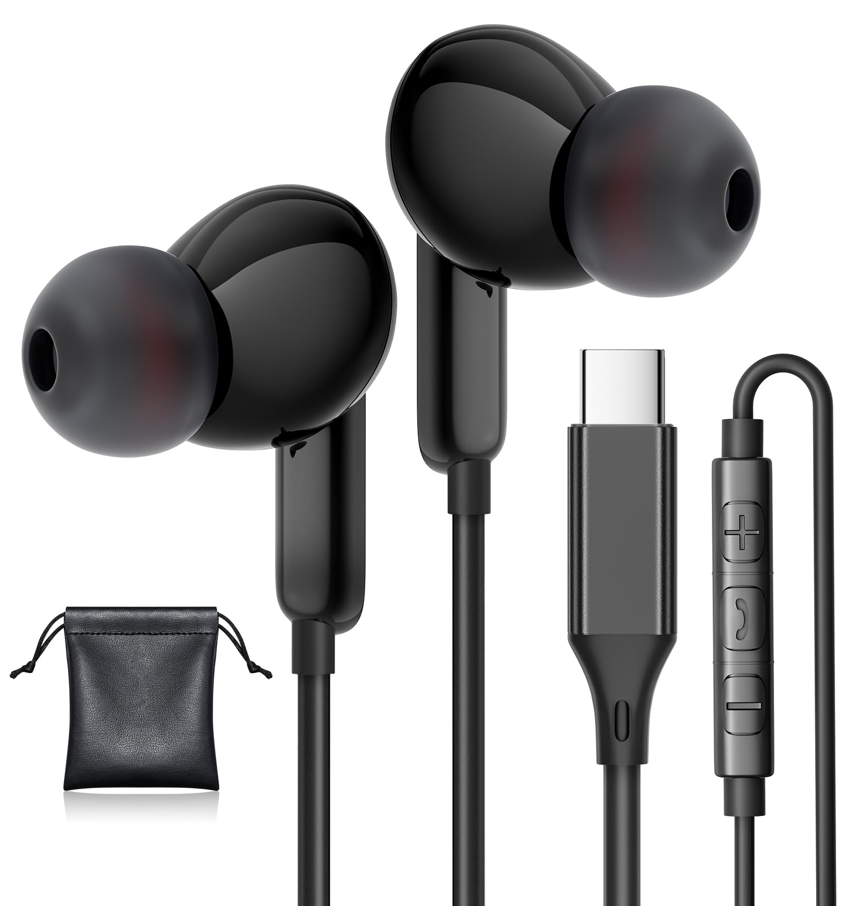 هدفون USB C، هدفون تایپ C برای سامسونگ S25/ S24 Plus/ S24 Ultra هدفون سیمی با میکروفون حجم استریو کنترل از داخل گوش مناسب برای سامسونگ S23 S22 S21 A54 آیفون 15/16 پرو مکس