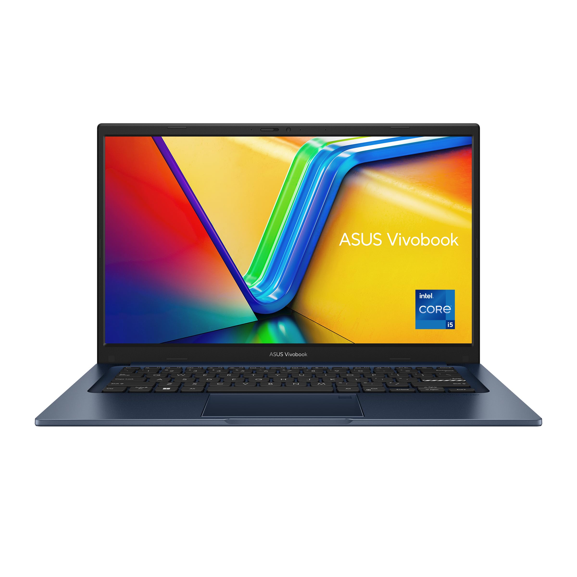 لپ تاپ نازک آسوس ویوبوک X1404ZA-NK271W (آبی آرام)، دارای پردازنده i5-1235U، حافظه ۸GB، حافظه داخلی ۵۱۲GB PCIe G4 SSD، ویندوز ۱۱ خانگی، صفحه نمایش ۱۴ اینچی، وب کم HD، اثر انگشت، صفحه کلید بک لایت عربی - Intel Core i5-1235U 8GB/512GB آبی آرام
