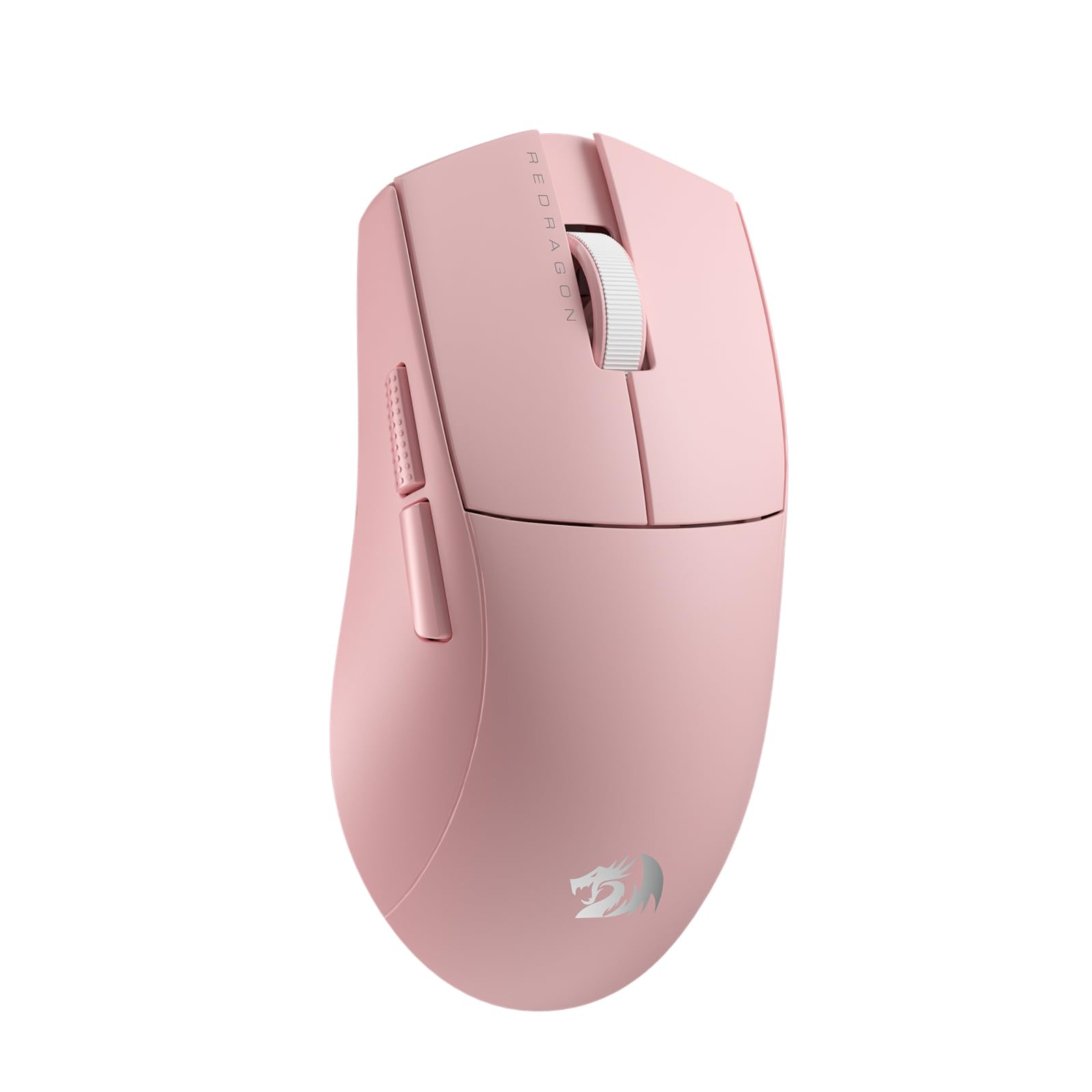 موشوار بازی بی‌سیم Redragon M916 Ultra-Light با وزن 49 گرم، با رزولوشن 26000 نقطه‌ای، دارای کلیدهای بازتعریف کردن DPI و 3 حالت رنگ صورتی