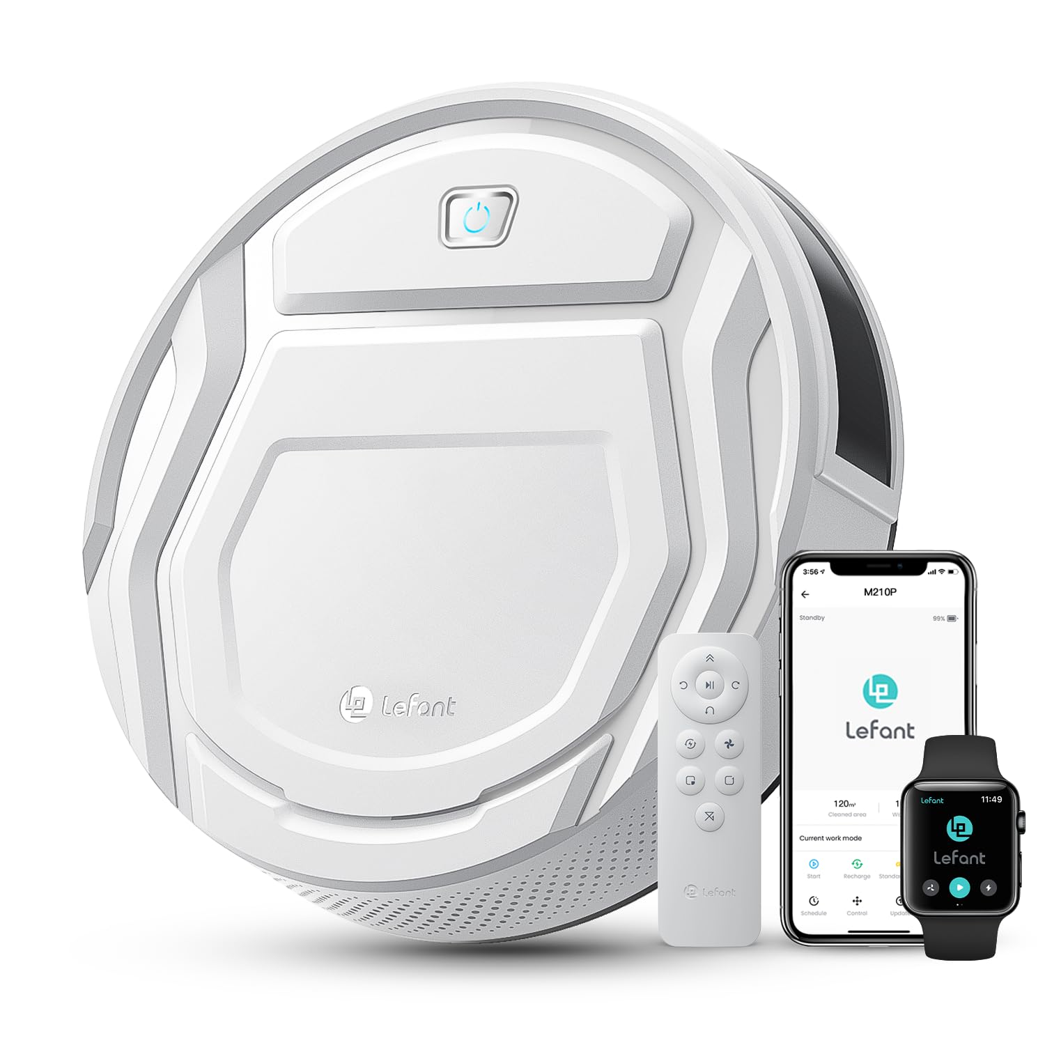 Lefant M210 Robot Vacuum Cleaner, 2200Pa Strong Suction, 7.8cm Thin 28cm DIA, Automatic Self-Charging Small Robotic Vacuum, Wi-Fi/App/Alexa Remote Control M210 + Remote Control