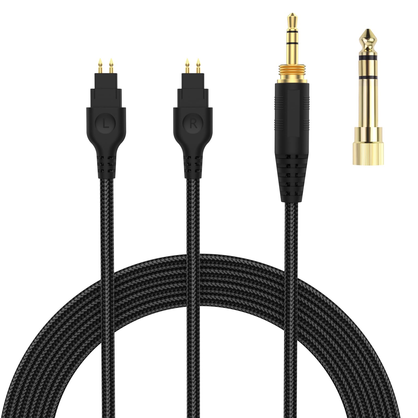 کابل صدای جایگزین Auhsuxo سازگار با هدفون‌های Sennheiser HD650 HD600 HD580 HD660S HD58X HD565 HD545 HD535 HD6XX، دارای پلاگ 3.5 میلیمتری و آداپتور 6.35 میلیمتری، طول 2 متر (6.6 فوت)