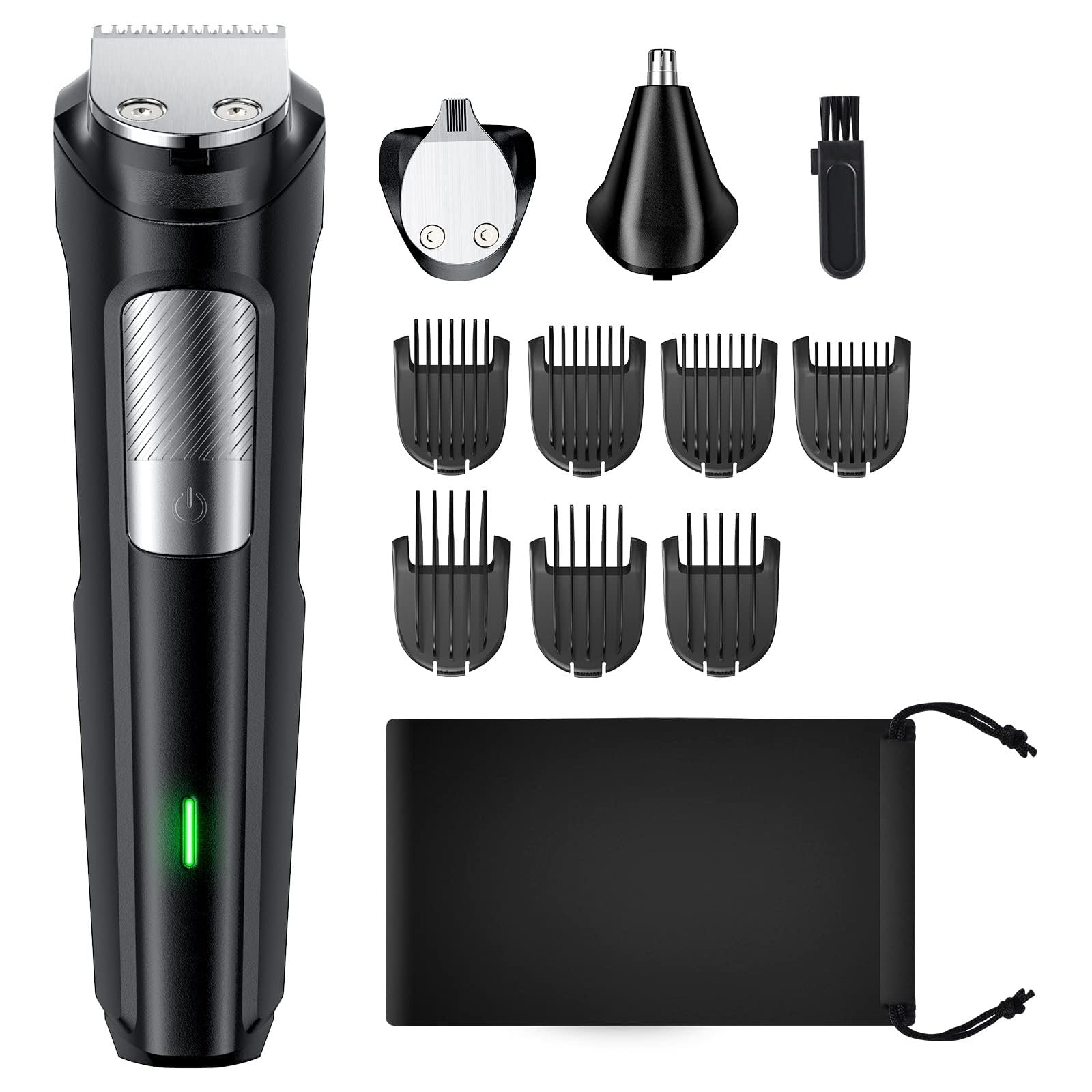 Beard Trimmer Hair Clipper for Men, All-in-One Men’s Grooming Kit with Cordless Rechargeable Hair Trimmer Nose Trimmer Electric Shaver, Stainless Steel Blades for Painless Facial & Body Hair Removal