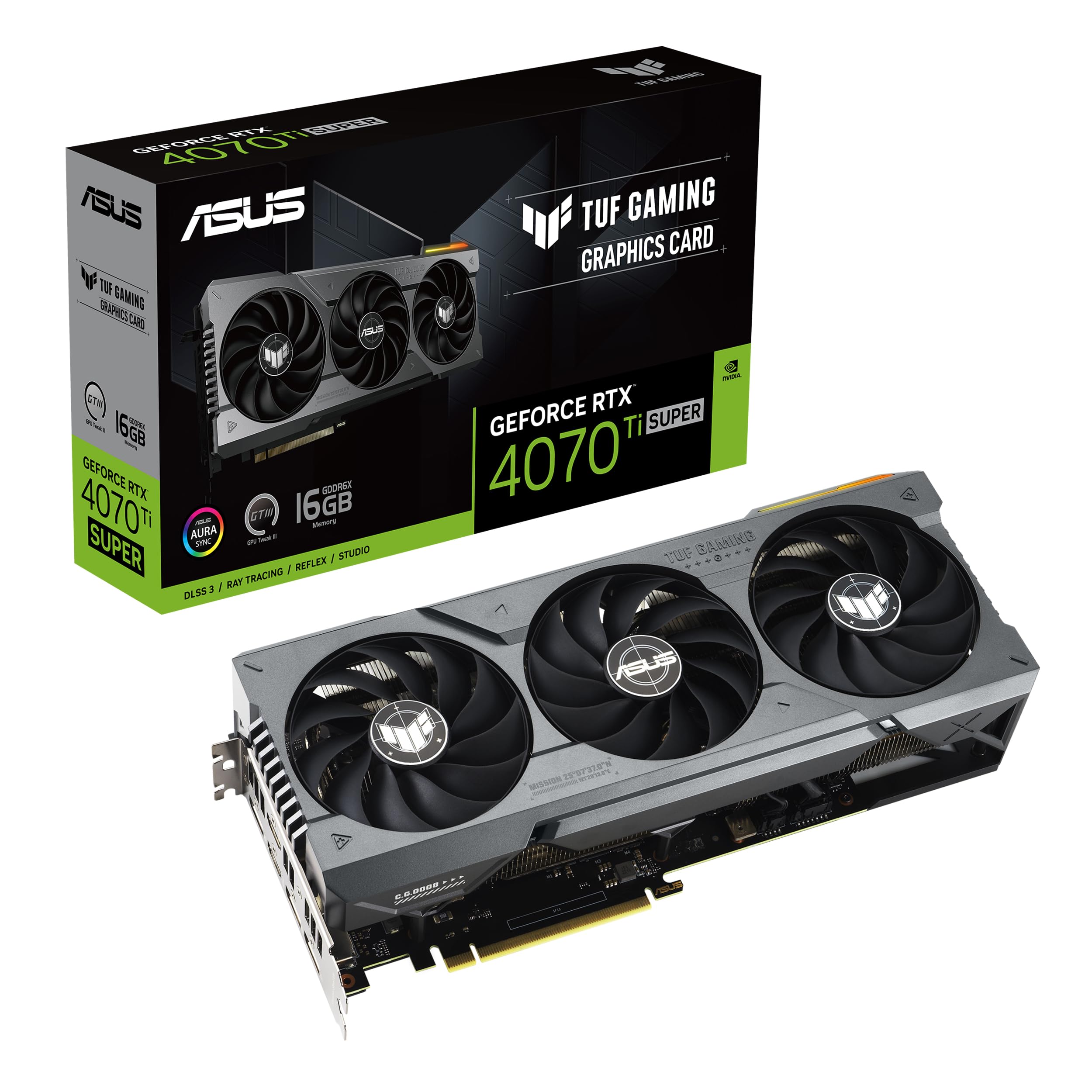 کارت گرافیک بازی ASUS TUF Gaming NVIDIA GeForce RTX™ 4070 Ti Super (PCIe 4.0، 16GB GDDR6X، HDMI 2.1a، DisplayPort 1.4a) سری Super TUF Gaming RTX 40 RTX4070TI سیاه
