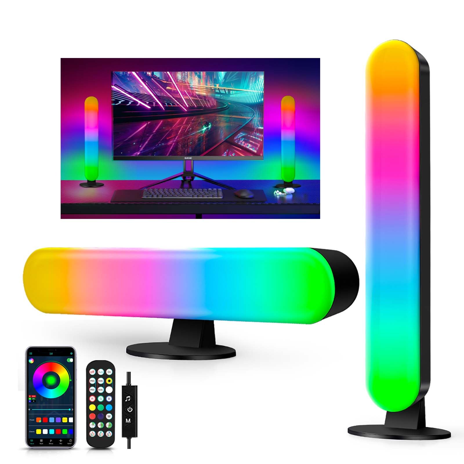 نوار نوری هوشمند RGB، نوار نوری LED برای اتاق، نورهای بازی با تغییر رنگ موسیقی، 3 حالت کنترل نور LED نور محیطی برای تلویزیون 24-45 اینچی، کامپیوتر، مانیتور با تغذیه از USB