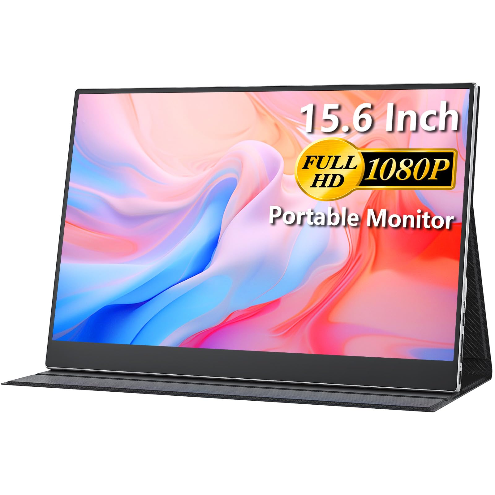 مانیتور قابل حمل کوکوپار ۱۵.۶ اینچ ۱۰۸۰ پی اچ‌دی USB-C با پورت HDMI برای لپ‌تاپ، کامپیوتر شخصی، مک‌بوک، سرفس و پلی‌استیشن ۵، همراه با کاور، قابل نصب بر روی دیوار به رنگ نقره‌ای