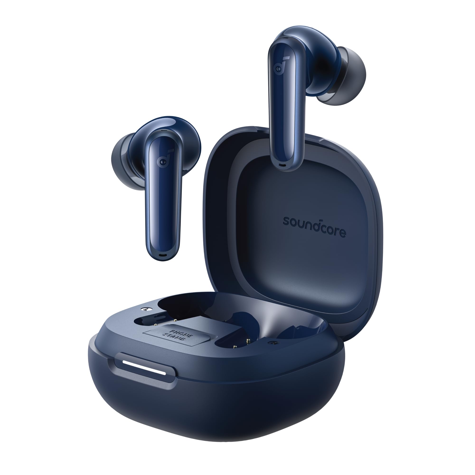 Soundcore P40i توسط Anker، هدفون بی‌سیم لغو نویز، لغو نویز قابل تطبیق برای محیط، باس قوی، زمان پخش 60 ساعته، کیس دو کاره و استند تلفن، IPX5، شارژ بی‌سیم، بلوتوث 5.3