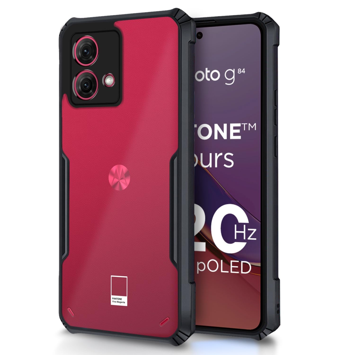 کاور پشتی زوبیتک Moto G84 5G | شفاف کریستالی | آلیاژ فوق العاده | حفاظت کامل دوربین | لبه های برجسته | کاور پشتی بامپر برای موتورولا G84