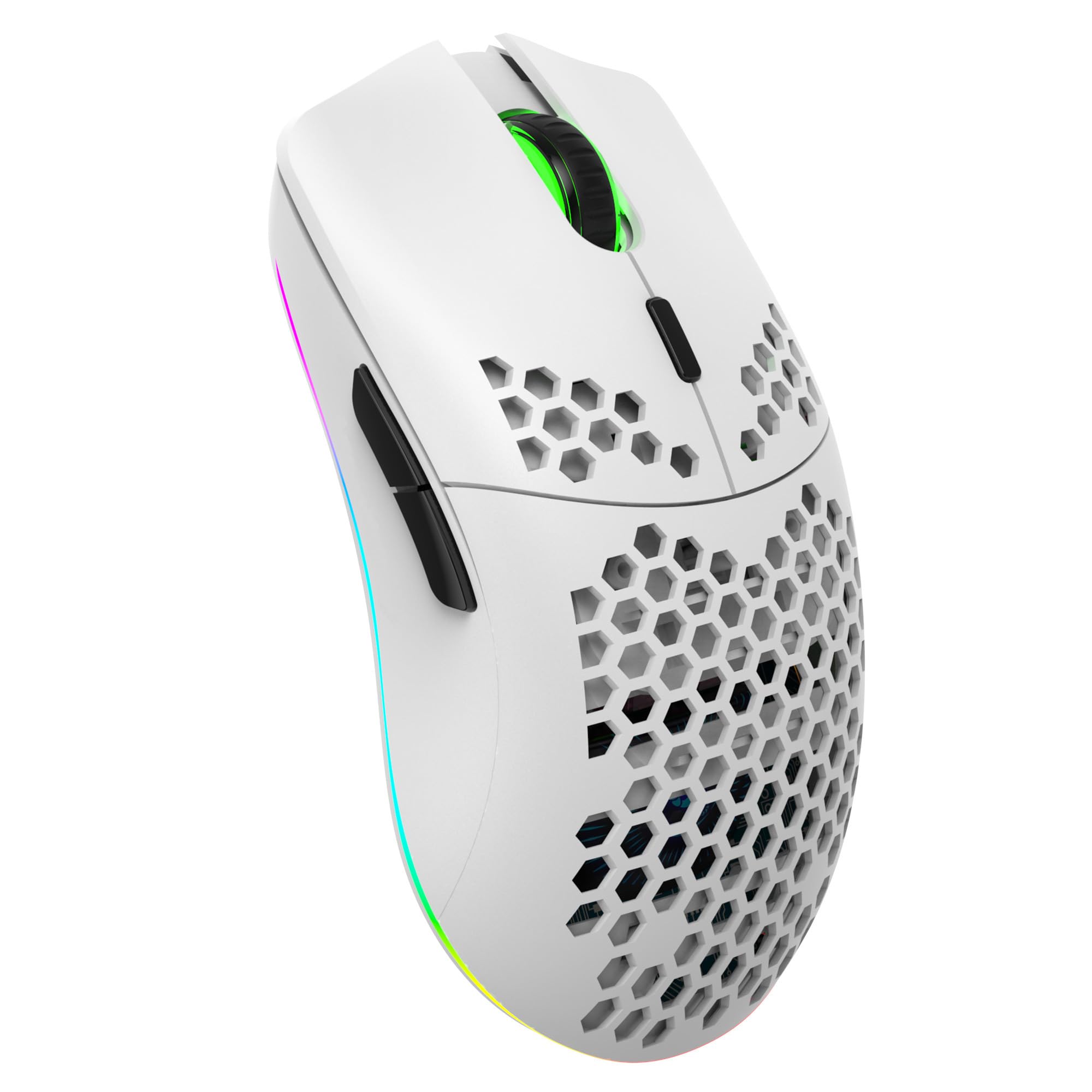 موشواره بازی بی‌سیم Zienstar قابل شارژ با چراغ‌های RGB، با پوسته عسلی سبک-سفید