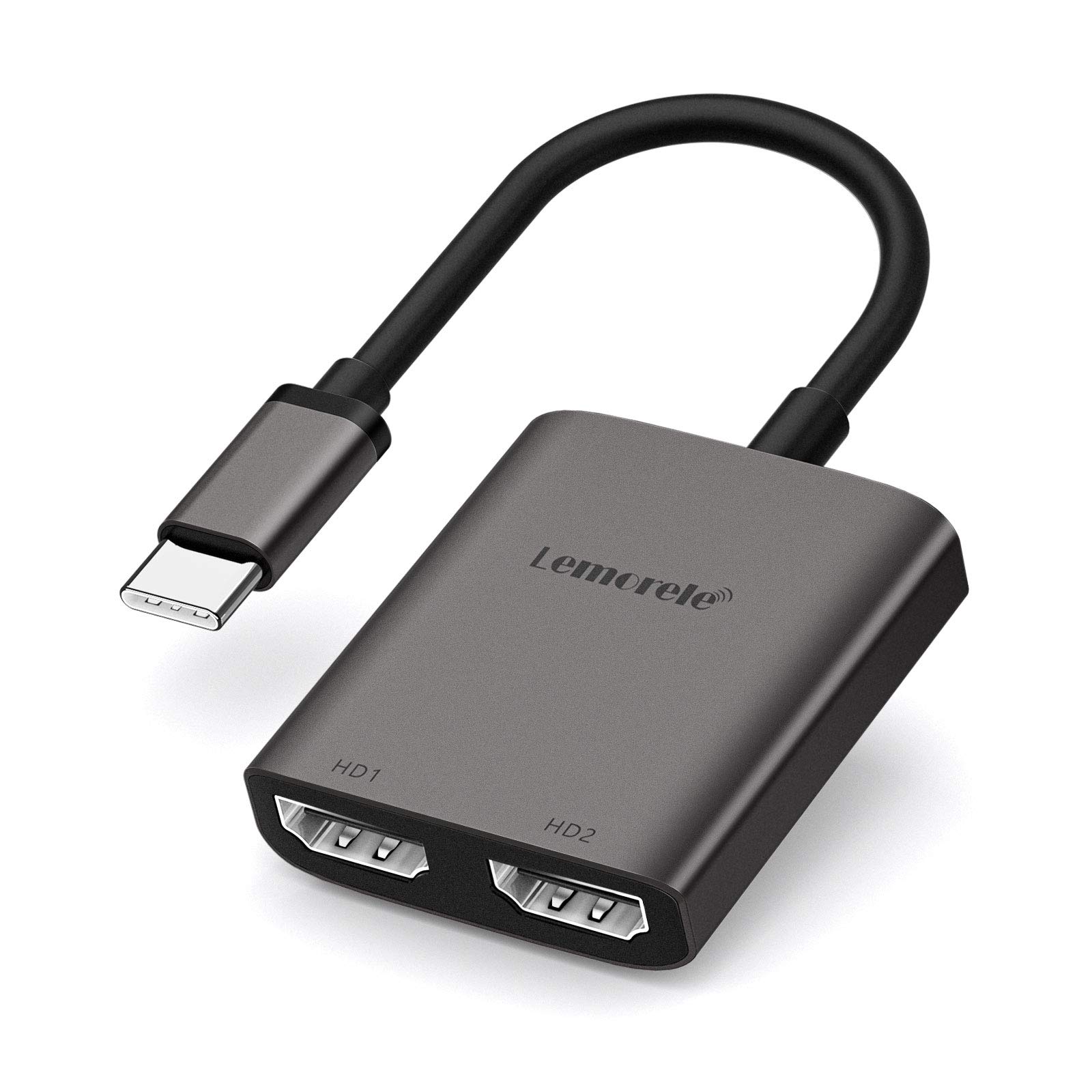 تبدیل لمورل USB C به دو HDMI، آداپتور دو مانیتور 4K 60Hz 2 در 1 نوع C (Thunderbolt 3) به تبدیل HDMI برای یوگا 920، کروم بوک پیکسل، XPS 13/15 و غیره.