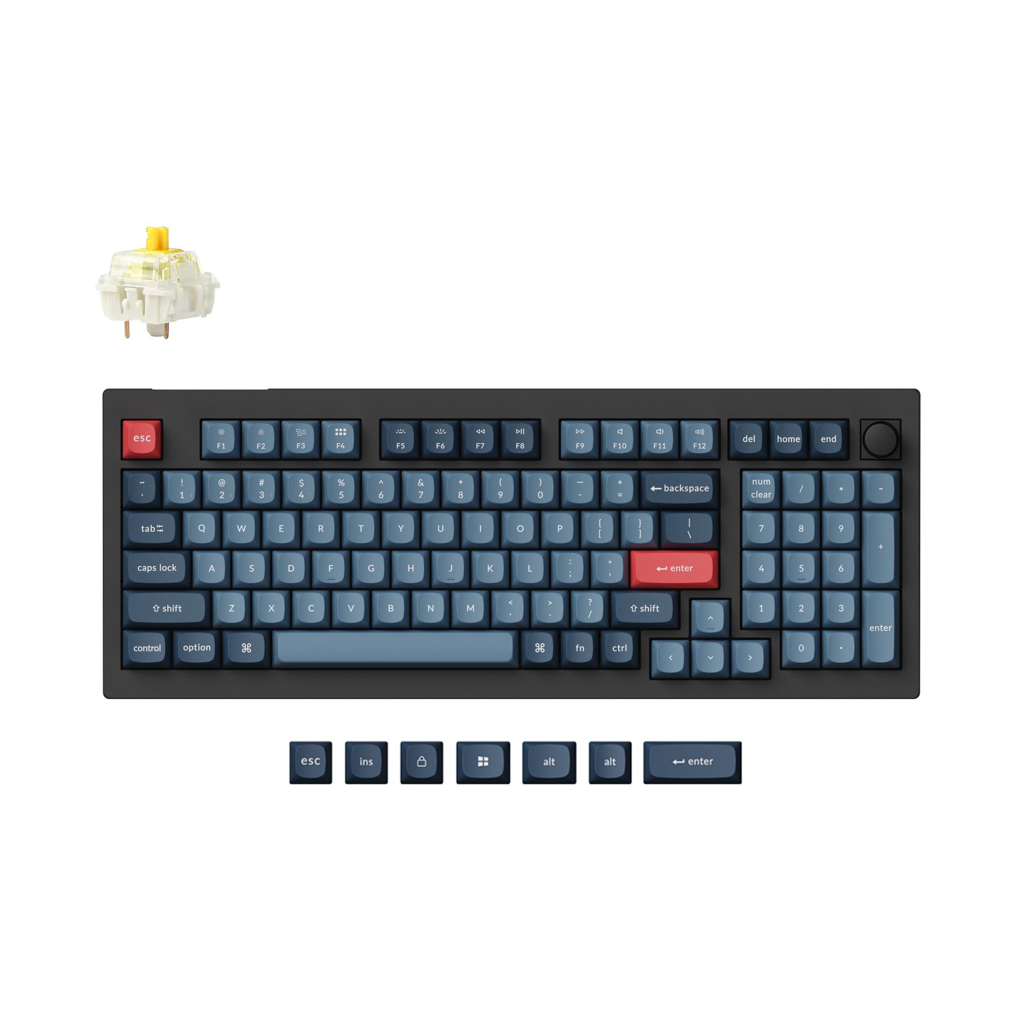 ترجمه‌ی کیبورد بازی مکانیکی بی‌سیم سفارشی Keychron V5 Max با پد عددی، طرح ۹۶٪ QMK/VIA ۲.۴ گیگاهرتز/بلوتوث ۵.۱/سیمی، سوئیچ Gateron Banana با نورپردازی RGB سوئیچ Gateron Jupiter Banana