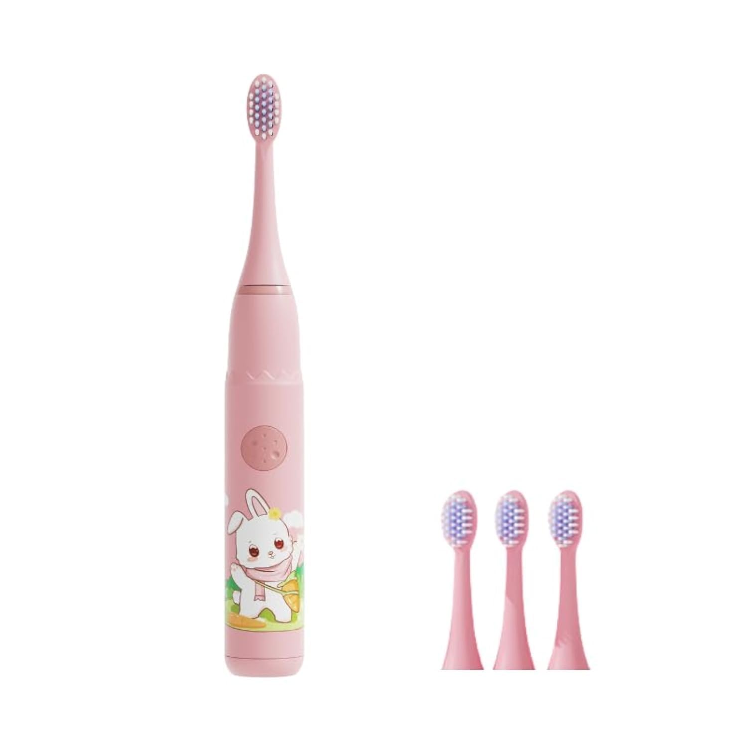 مسواک برقی کودکان قابل شارژ PANDACAMEL Sonic، با 3 حالت و حافظه، تمیز کردن شاد و آسان، 24000 حرکت، ضدآب IPX7، تایمر 2 دقیقه برای سن 3 سال به بالا، دارای 3 مو بسیار نرم (صورتی)، خرگوش صورتی