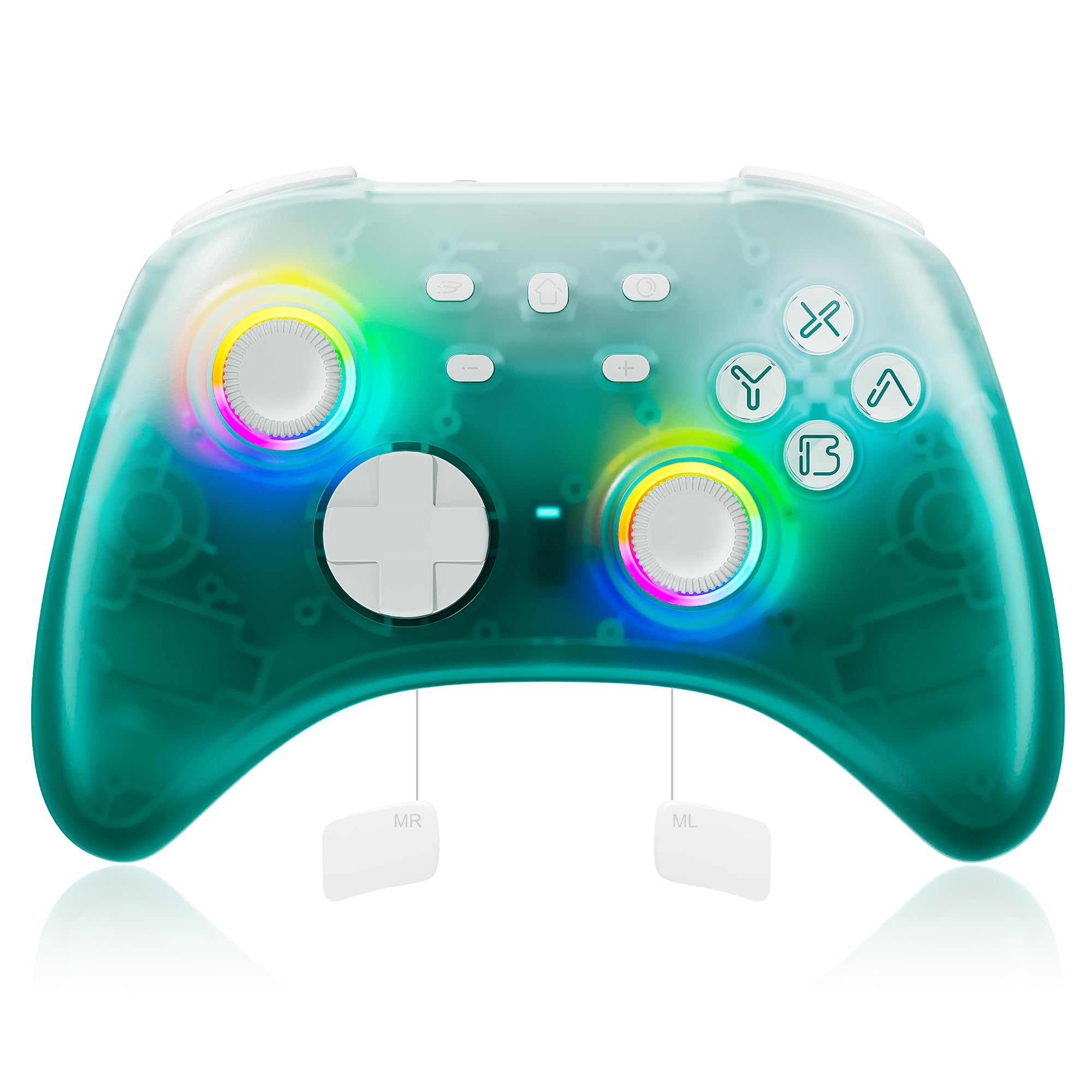 Mytrix Pink Wireless Pro Controllers with Hall Effect Joysticks (No Drift),for Switch PC iOS Android Steam Deck, Bluetooth Controller with Programmable, Wake-Up, Headphone Jack, RGB LED Light