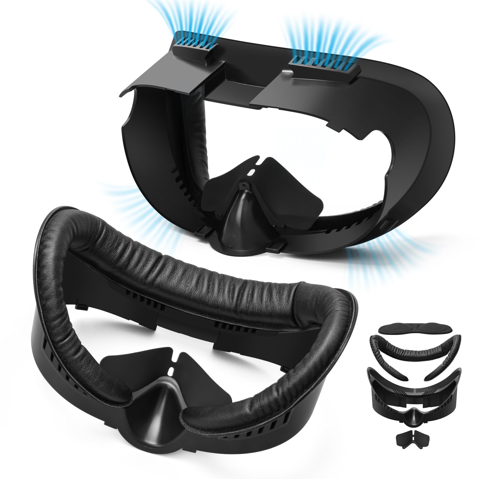 جایگزینی صفحه صورتی Lampelc برای لوازم جانبی متا/Oculus Quest 3، پشتیبان صفحه واسط صورت با پوشش بافت و نازل بینی ضد نشت، محافظ لنز، کاهش مه شیشه و هوای گرم