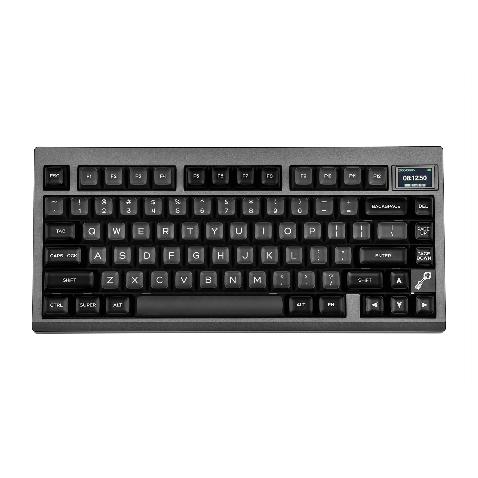 کیبورد بازی بی‌سیم EPOMAKER TH80 PRO V2 با صفحه نمایش، BT5.0/2.4G/USB-C، نصب شده برای Win/MAC (سایه سیاه، سوئیچ لینیر ویستریا)