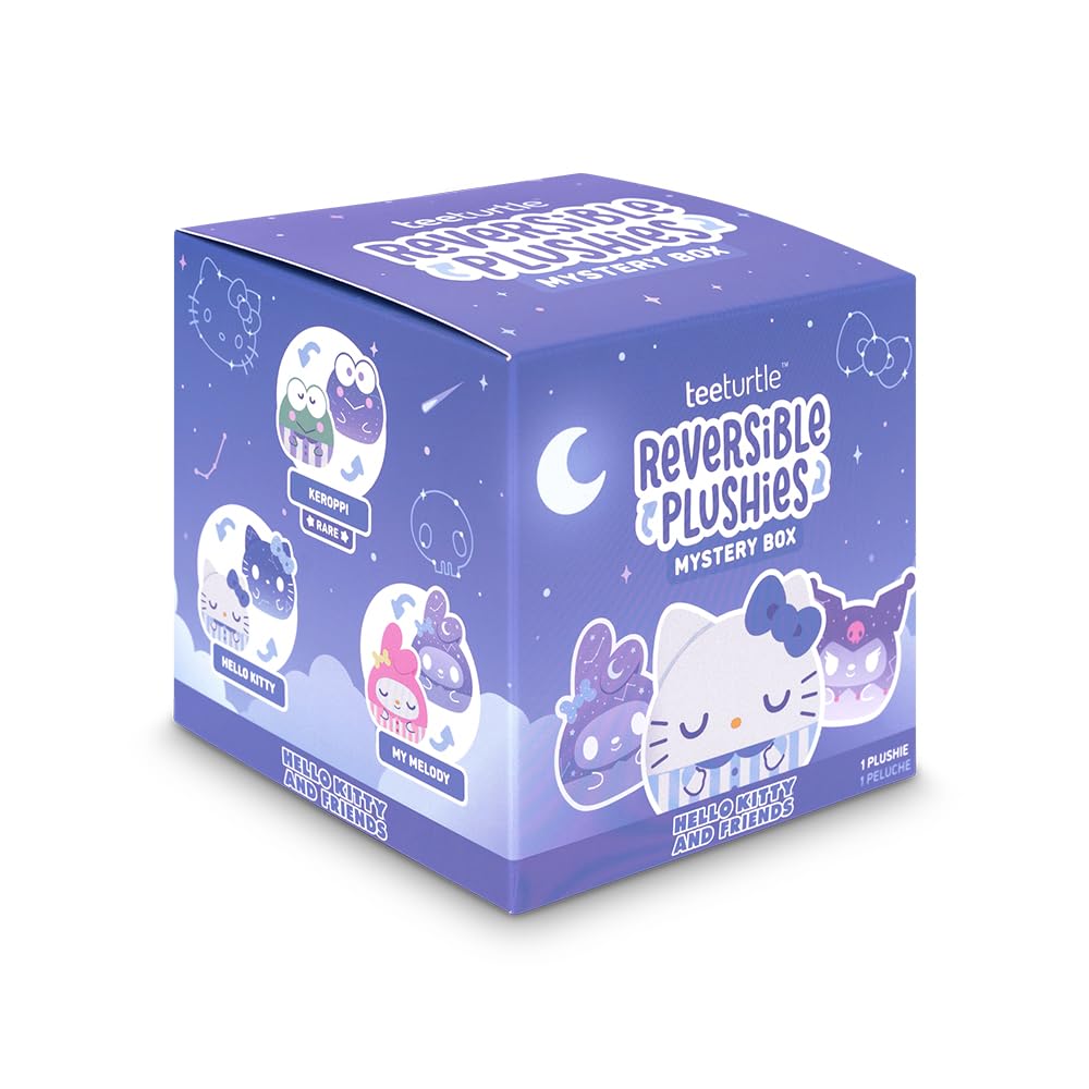 جعبه معمایی پلاشی قابل برگشت سری نجومی TeeTurtle Sanrio - گربه هلو کی و دوستان 3 اینچی با جزئیات سرخواهی دو رو - اسباب بازی جذاب و جمع آوری شده برای کودکان، نوجوانان و بزرگسالان