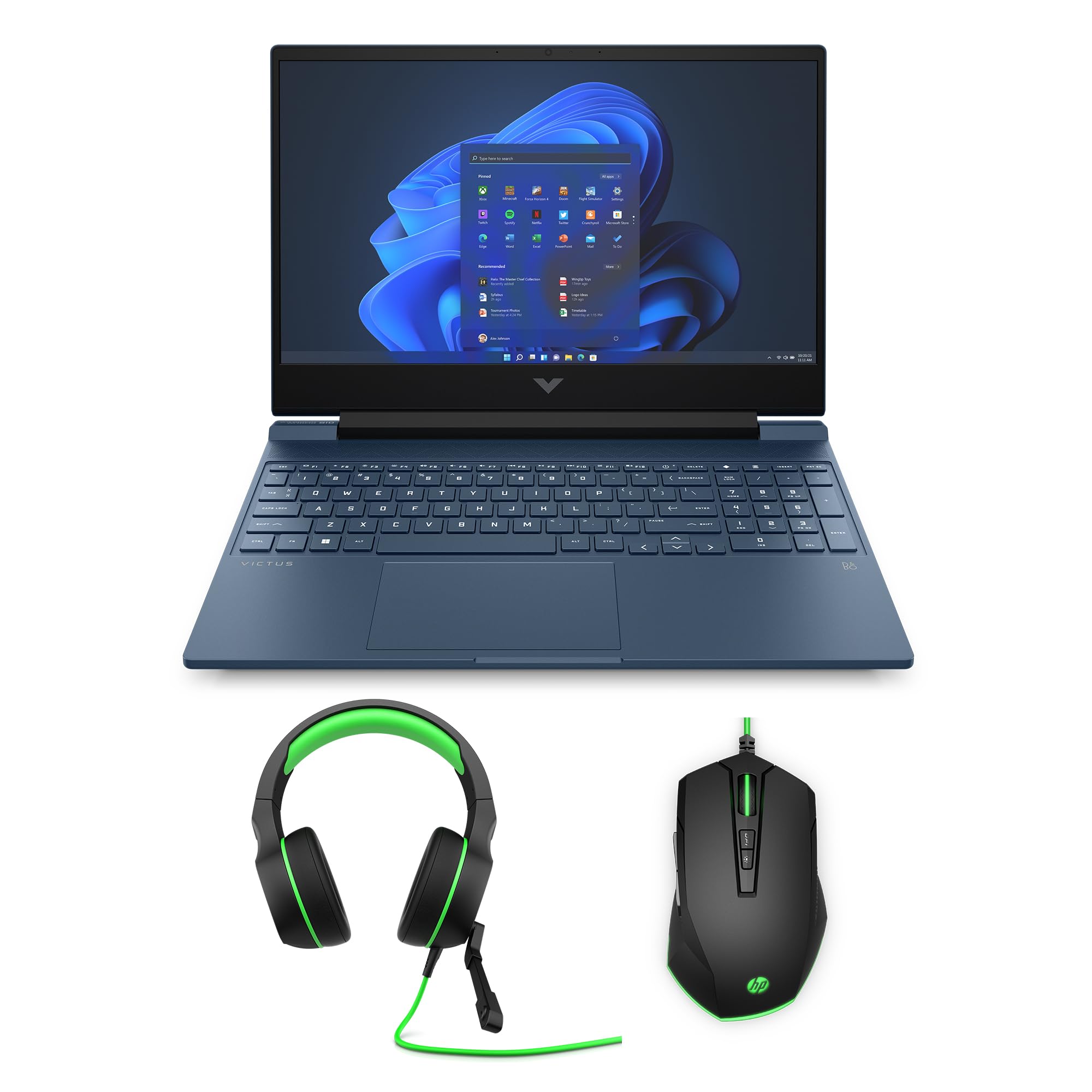 لپ تاپ بازی HP Victus 15-fb1005ne، 15.6 اینچ FHD، نسل هفتم AMD Ryzen™ 5، 8 گیگابایت رم، 512 گیگابایت حافظه SSD، گرافیک 4 گیگابایتی NVIDIA® GeForce RTX™ 2050، ویندوز 11 هوم، صفحه کلید انگلیسی-عربی، رنگ آبی عملکردی - [973W6EA]+HDST+MSE