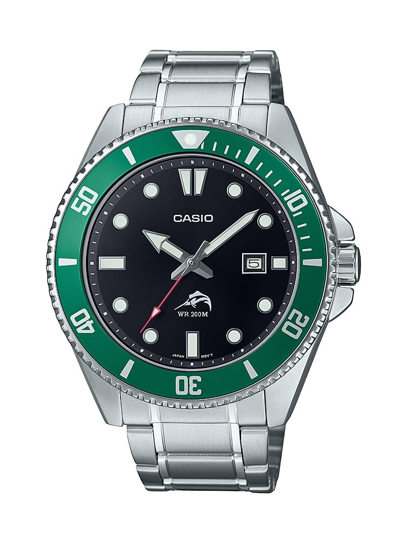 معمولی Casio Men's MDV106-1AV 200 M WR Black Dive Watch (MDV106-1A) نقره ای/قرمز