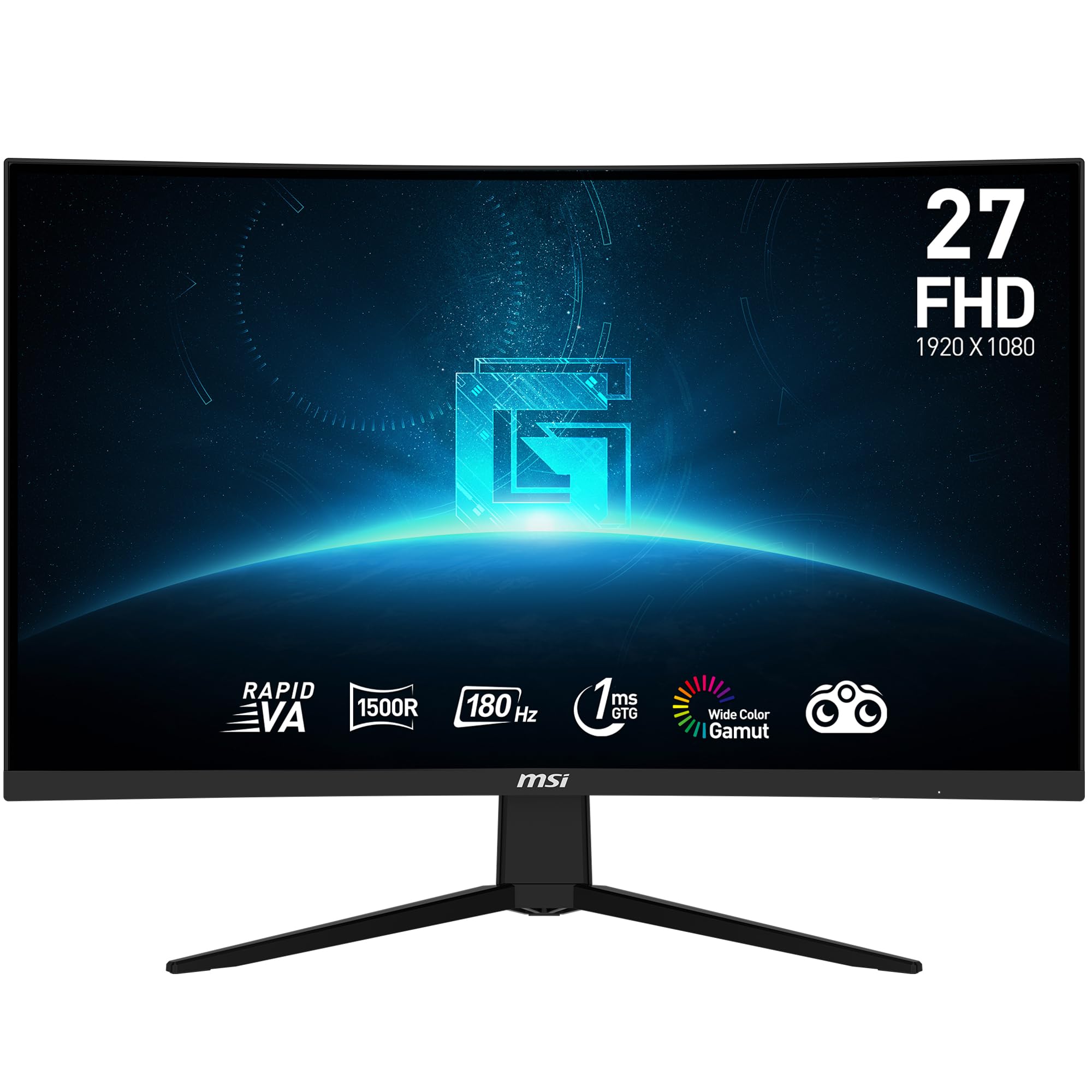 مانیتور بازی منحنی MSI G27C3F Full HD ضد تابش با پاسخ‌دهی 1 میلی‌ثانیه و وضوح 1920 × 1080 و نرخ به‌روزرسانی 180 هرتز، 27 اینچ، رنگ مشکی