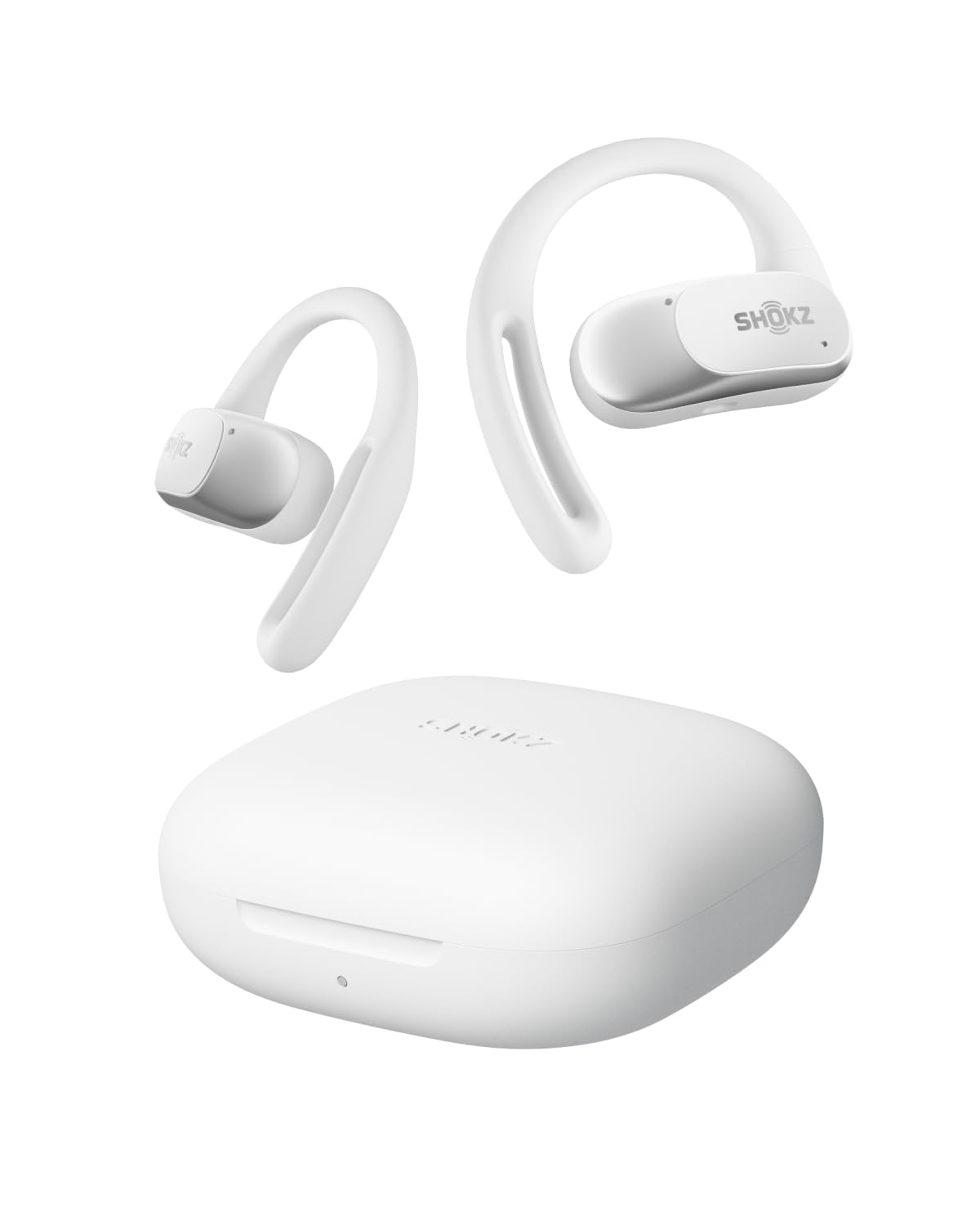 هدفون‌های بی‌سیم SHOKZ OpenFit Air Open-Ear، گوشی‌های بلوتوث بی‌سیم با میکروفون، گوشواره هواپیچ دار با ایر، شارژ سریع، زمان پخش ۲۸ ساعته، ضدآب IP54 برای تمرین - سفید