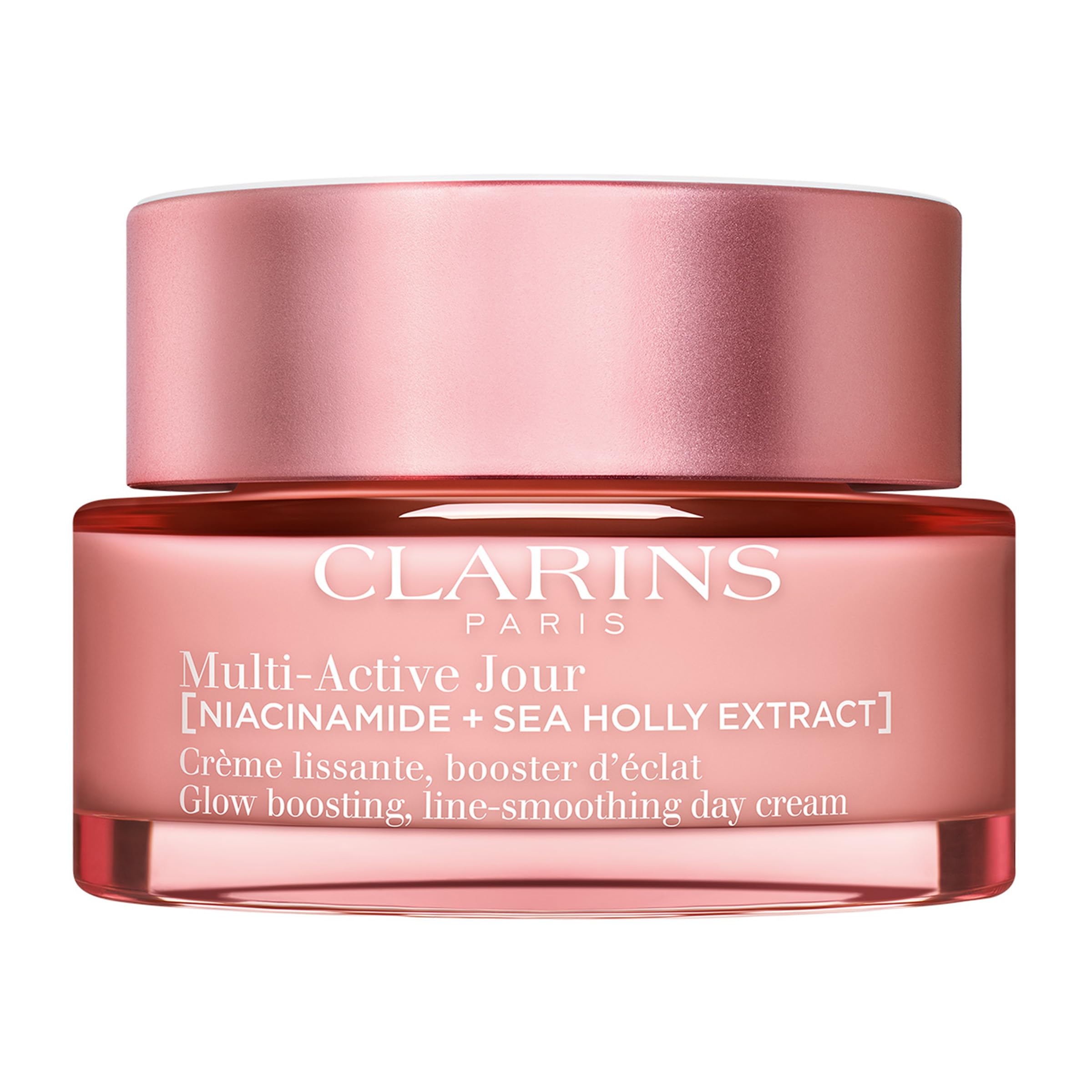 کرم روز ضد چین و چروک Clarins Multi-Active Jour (Niacinamide + عصاره دریایی ایکری)، باعث درخشش و صاف کنندگی پوست، مناسب برای همه انواع پوست، حجم 50 میلی لیتر/1.7 اونس