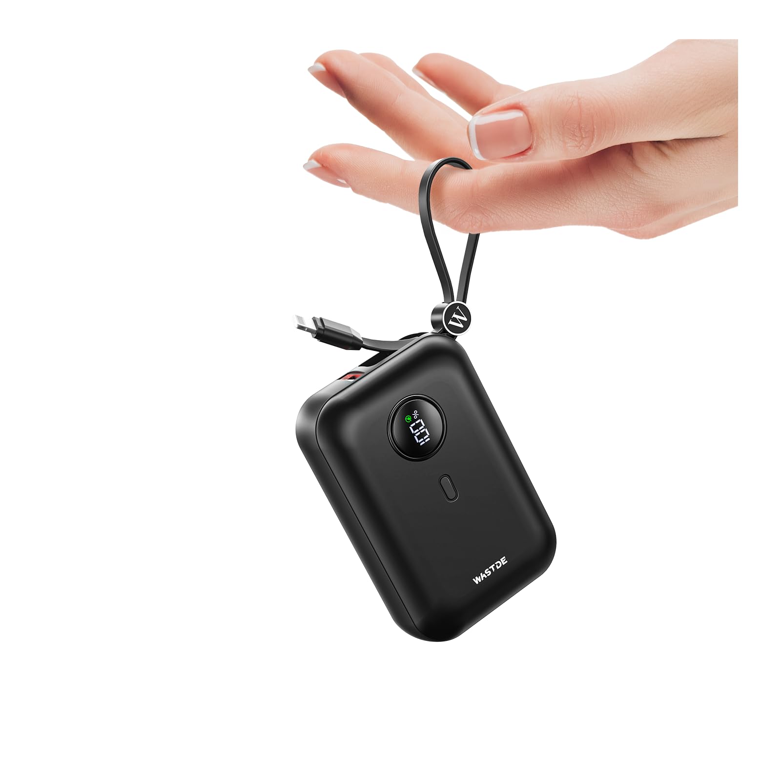 پاور بانک WASTDE 22.5 وات شارژ سریع USB C PD و QC 3.0، شارژر قابل حمل 10000 میلی آمپر سازگار و سبک با ساختار داخلی 2 کابل، نمایشگر LED، پاور بانک کوچک برای مدل‌های ایفون 16/15/14، آیپد، گلکسی