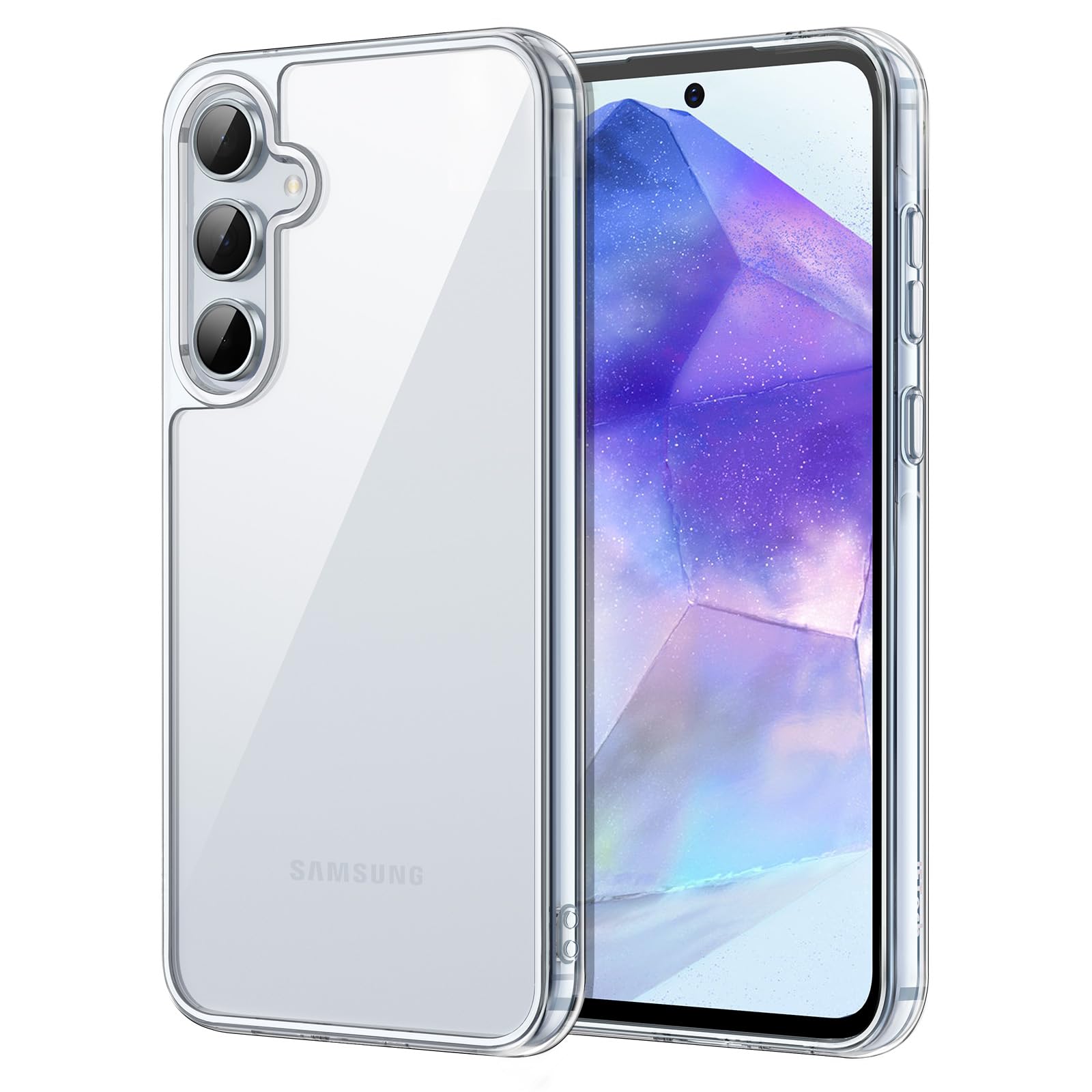 محفظه ی گوشی JETech برای Samsung Galaxy A55 5G، محافظ موبایل ضد زرد شدن، جلوگیری از ضربه، پوشش محافظ تلفن، پشت سخت ضد خش (شفاف)