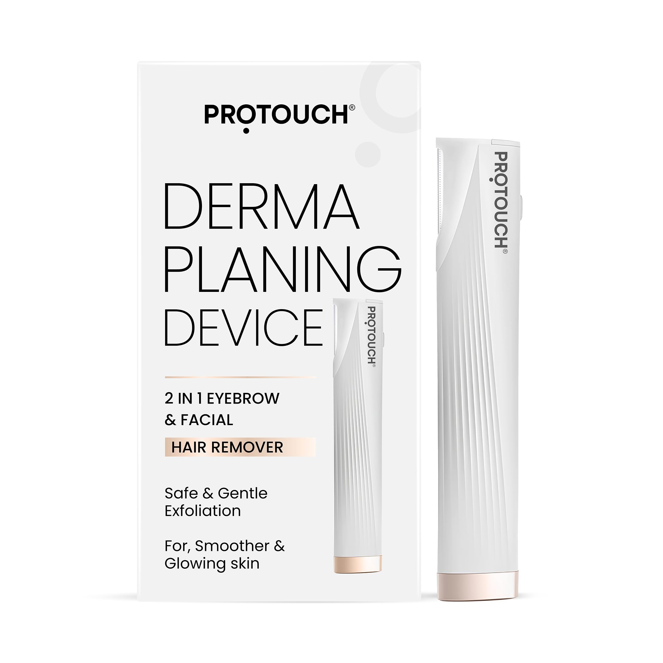 دستگاه Dermaplaning الکتریکی PROTOUCH | ابزار زیبایی | 2 در 1 حذف مو ابرو و صورت با لایه‌برداری ملایم | پوست شفاف و درخشان بدون درد و سریع | 3 پیوسته | استفاده آسان و ایمن