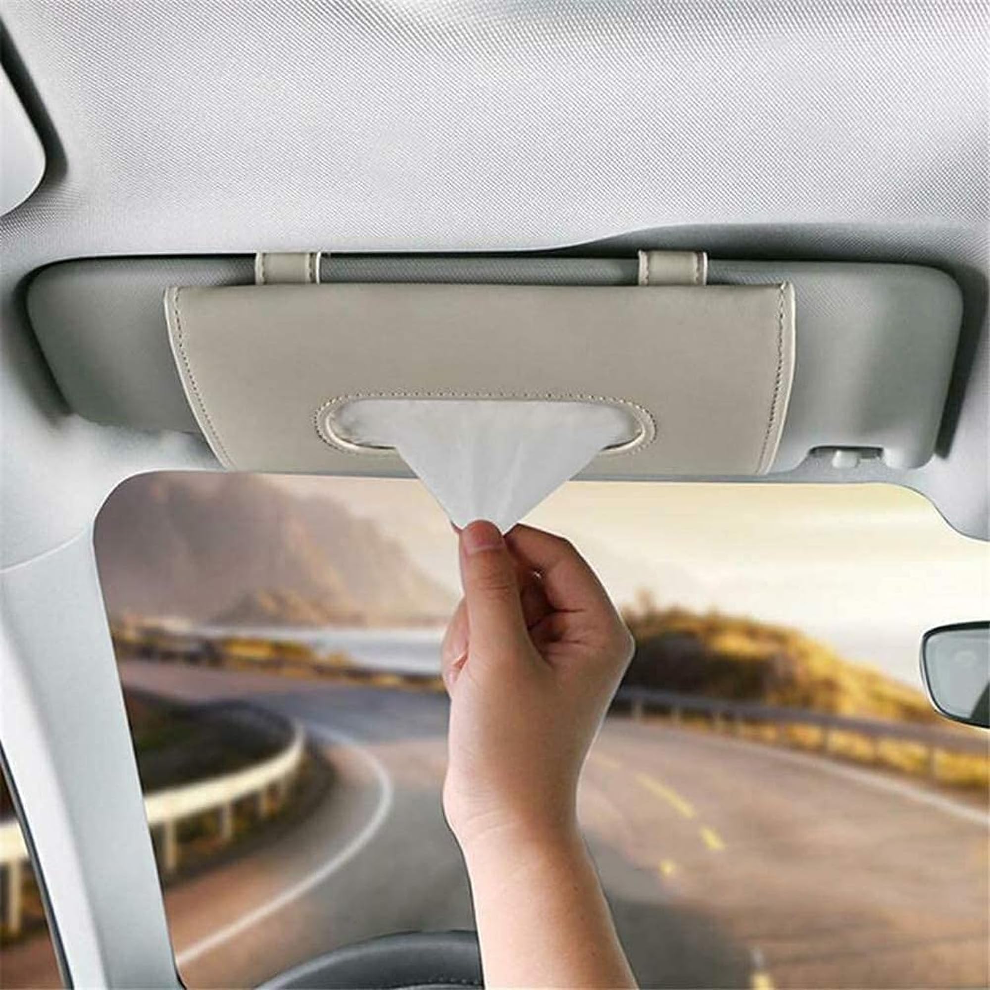 محصول نگهدارنده دستمال کاغذی Sulfar Car برای شیروان، پشت صندلی و درب‌های جانبی | دیسپانسر دستمال کاغذی آویزان برای داخل خودرو | لوازم جانبی بیژه خودرو بیژگی (۱ عدد)