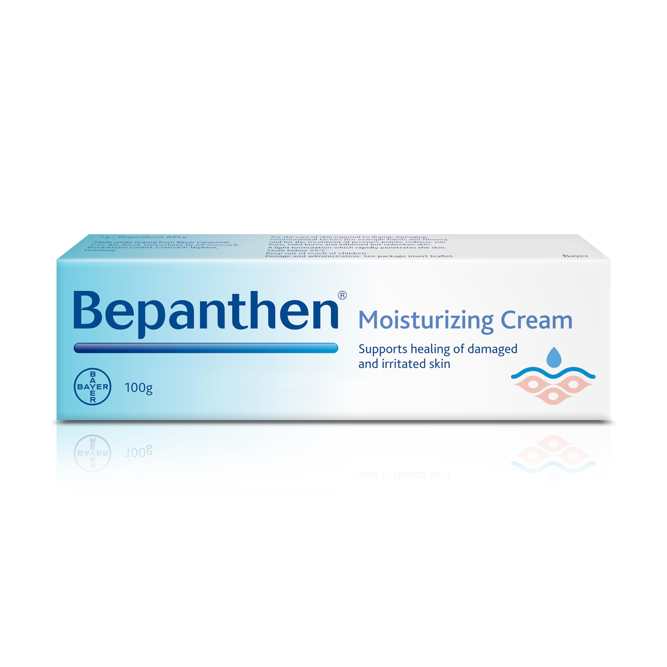 کرم مرطوب‌کننده Bepanthen، ۱۰۰ گرم، مرطوب‌کننده روزانه، کرم صورت و بدن، مرطوب‌کننده حاوی پروویتامین B۵ پانتنول برای صورت