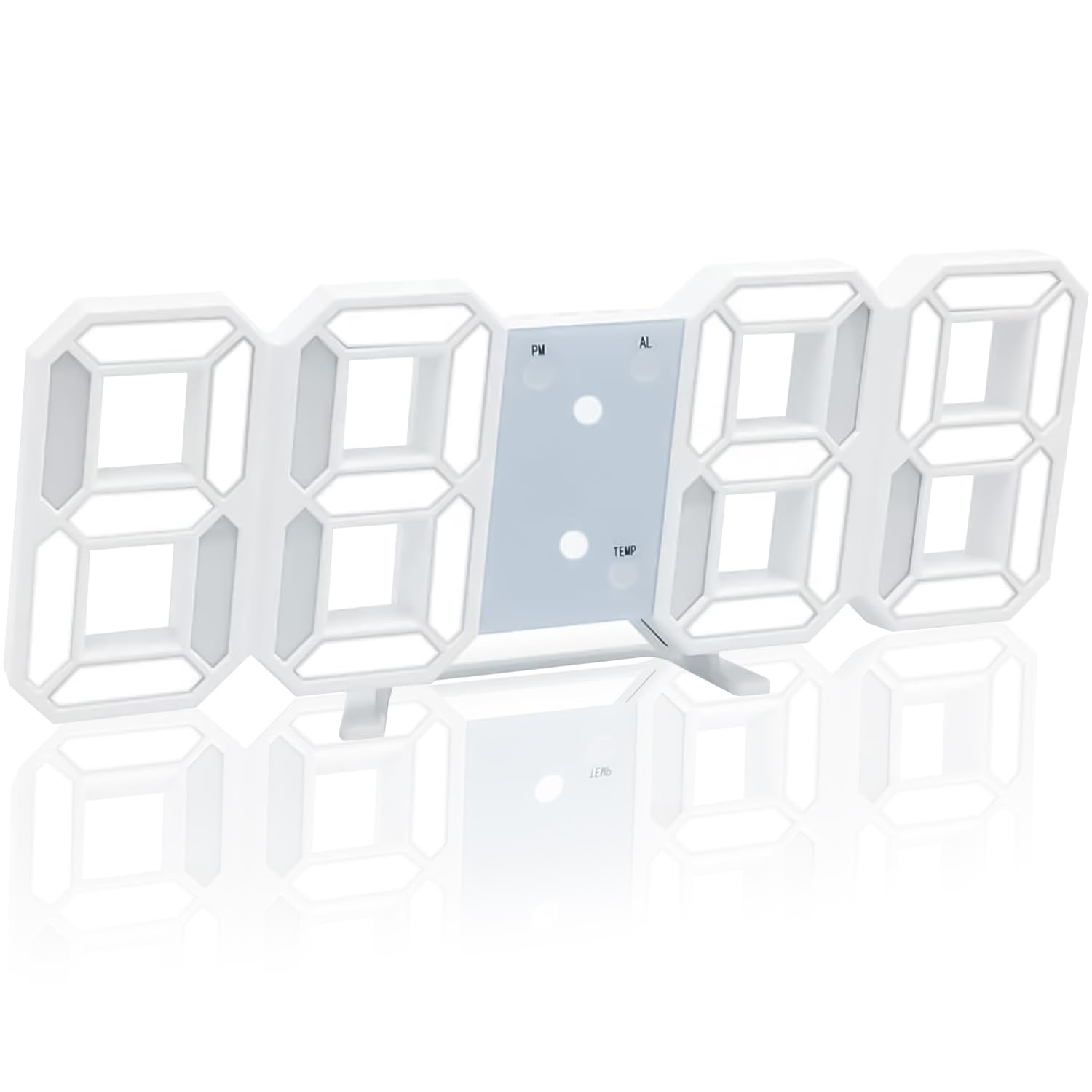ساعت هشدار دیجیتال Necomi، ساعت دیواری LED سه‌بعدی با روشنایی خودکار، ساعت هشدار میزی نمایش LED تا شب، نمایش زمان با نورپردازی شب، ۱۲/۲۴ ساعت، نمایش تاریخ و دما برای تزیین خانه‌های مدرن (رنگ مشکی-۰۸)