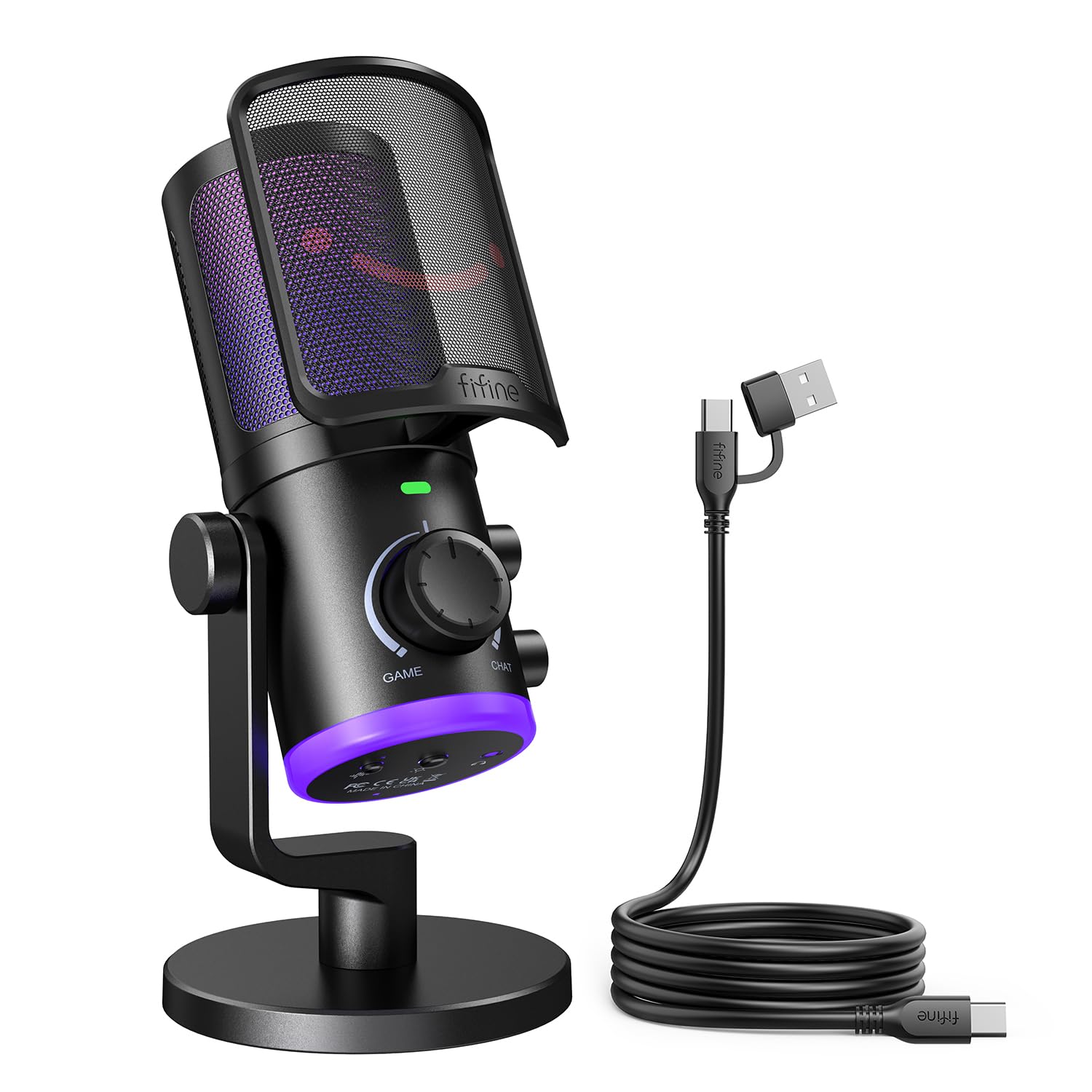 میکروفون کاندنسر یواس‌بی FIFINE برای بازی / چت‌روتینگ میکروفون بازی کامپیوتری کنترل حجم کنترل حجم بدون جهت کنترل جهتی میکروفون میوت کنترل نویز لغو کردن دیسکورد استریم زنده برای ویندوز مک پی‌اِس ۴ پی‌اِس ۵