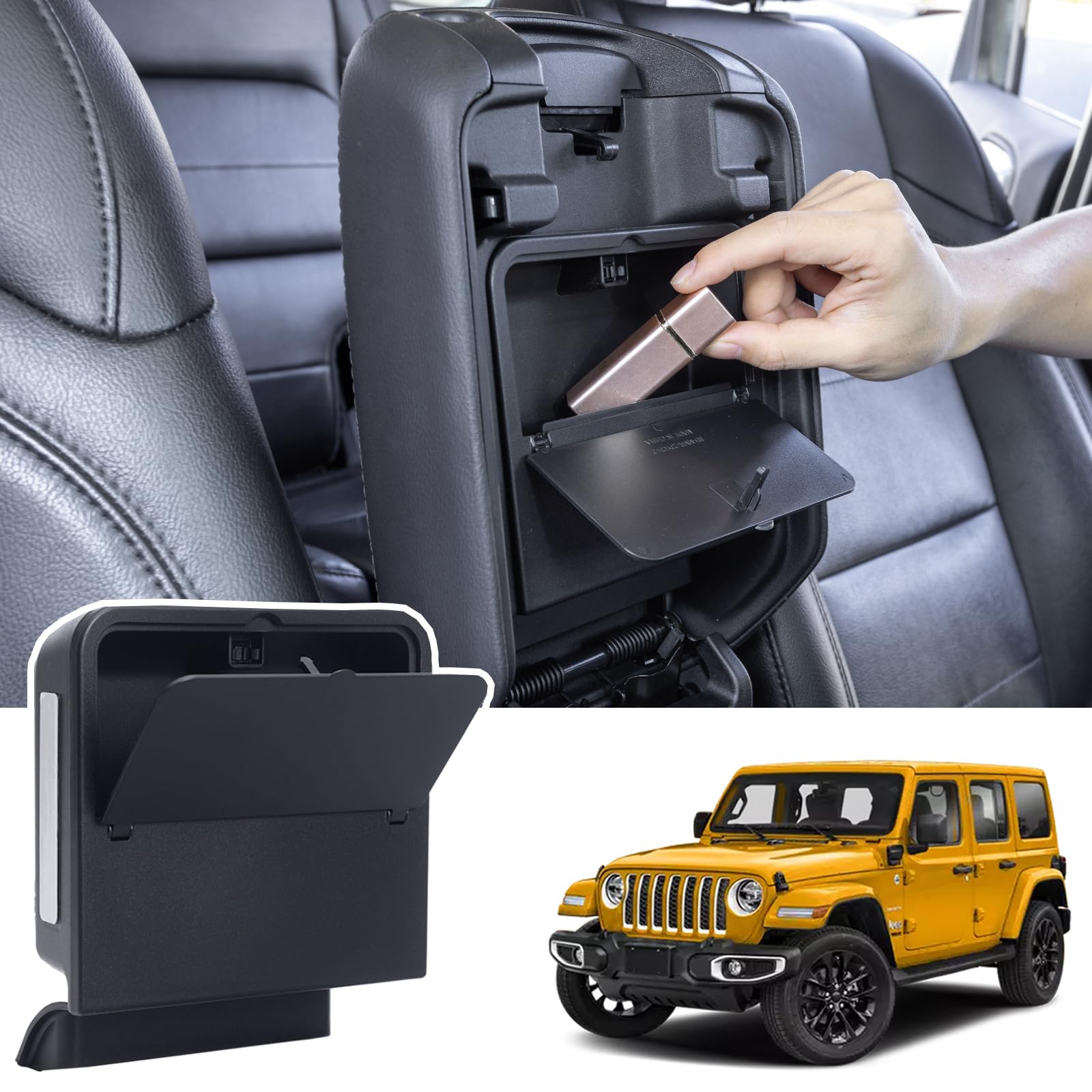 صندوق سازماندهی پنهان مرکزی واجد شرایط با Jeep Wrangler JL/JLU 4XE و Jeep Gladiator JT 2018-2022 2023 2024 لوازم جانبی جعبه دستگاه مبدل Secret Compartment One-Touch Hidden Storage (طراحی اختراعی) 2018-2024 JL/JLU و JT