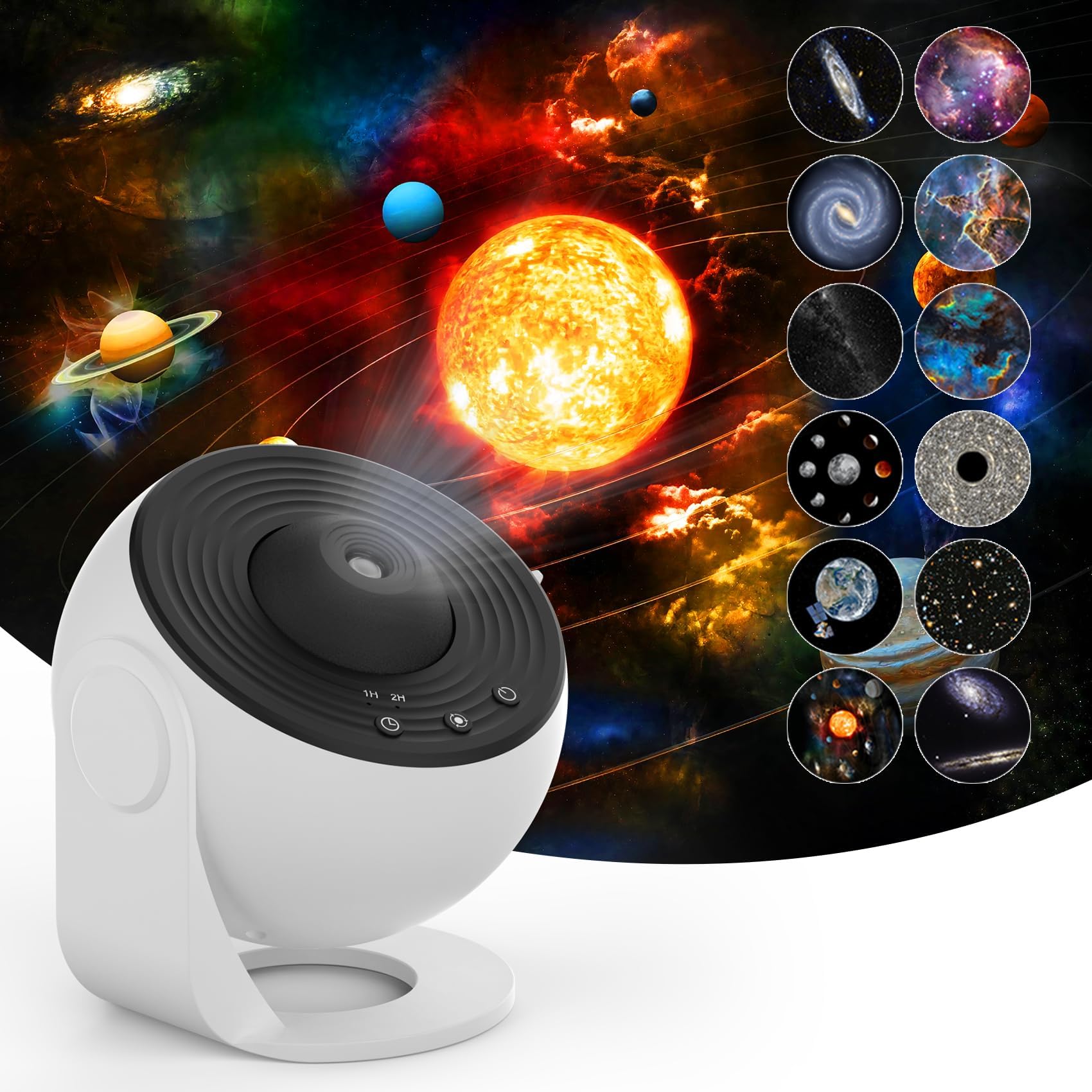 پروژکتور کهکشانی BIGTHREE Planetarium، پروژکتور ستاره‌ای برای اتاق خواب، 12 دیسک گالاکسی 4K قابل تعویض، لامپ نبولا چرخان ۳۶۰ درجه، پروژکتور برای کودکان، تئاتر منزل، سقف، تزیین اتاق