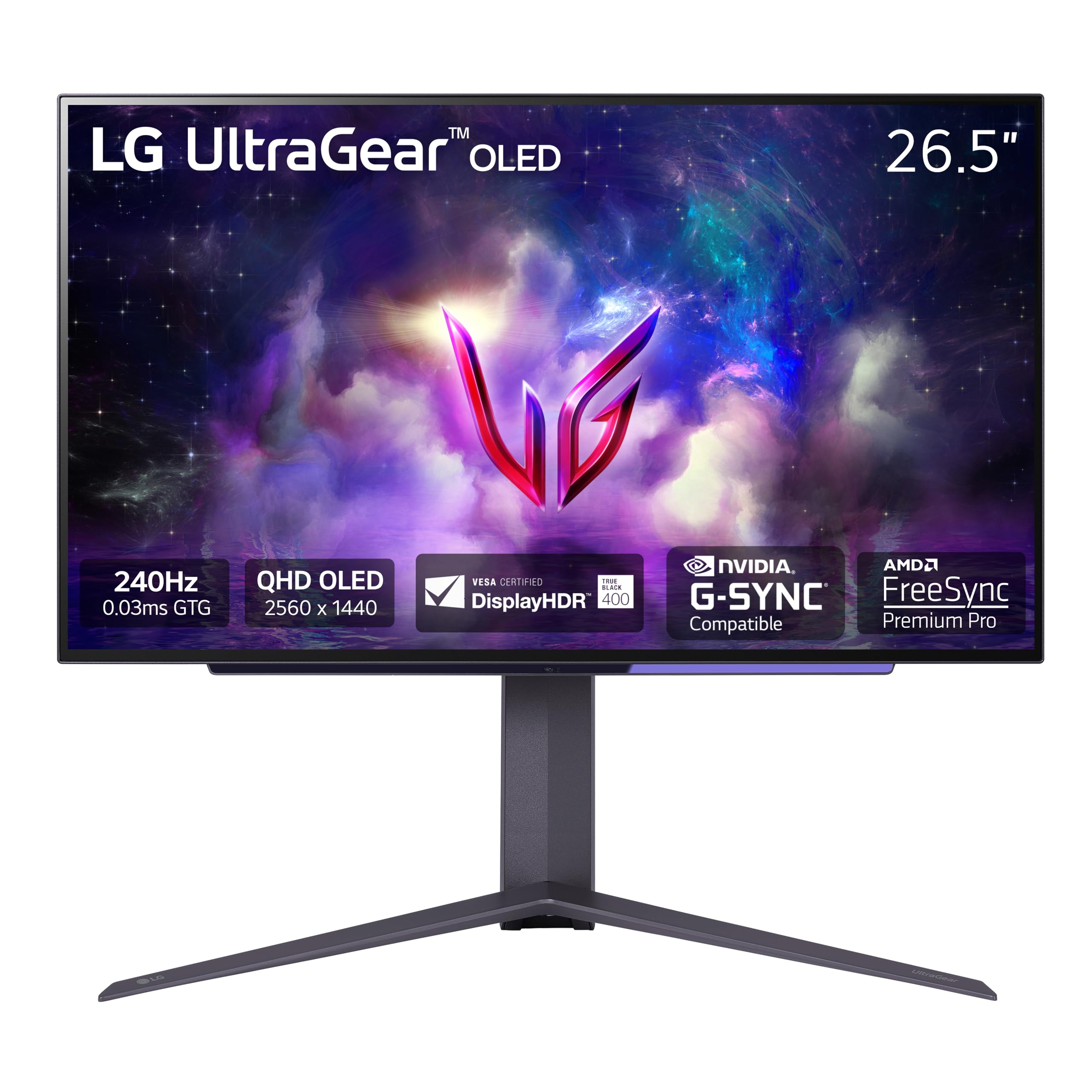مانیتور بازی LG 27 اینچی Ultragear OLED QHD با نرخ تازه‌سازی 240 هرتز، زمان پاسخ‌دهی 0.03 میلی‌ثانیه و سازگار با تکنولوژی nVIDIA G-SYNC 27 اینچ.