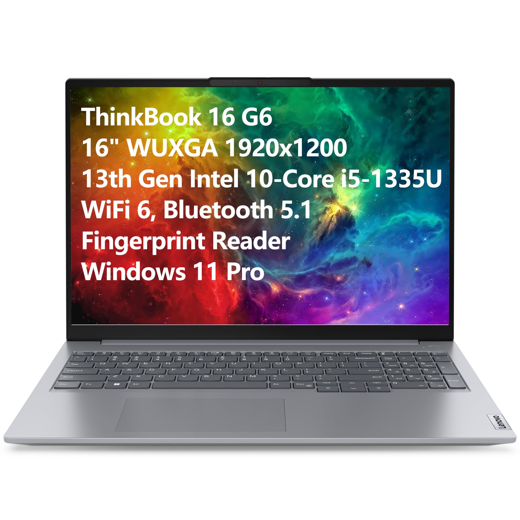لپ تاپ Lenovo ThinkBook 16 G6 16 اینچ FHD+، پردازنده 13 ام جن Intel 10-Core i5-1335U (بهتر از i7-1270P)، 32 گیگابایت RAM DDR5، 1 ترابایت SSD PCIe، WiFi 6، بلوتوث 5.1، خواننده اثر انگشت، ویندوز 11 Pro، کابل Tilsiy