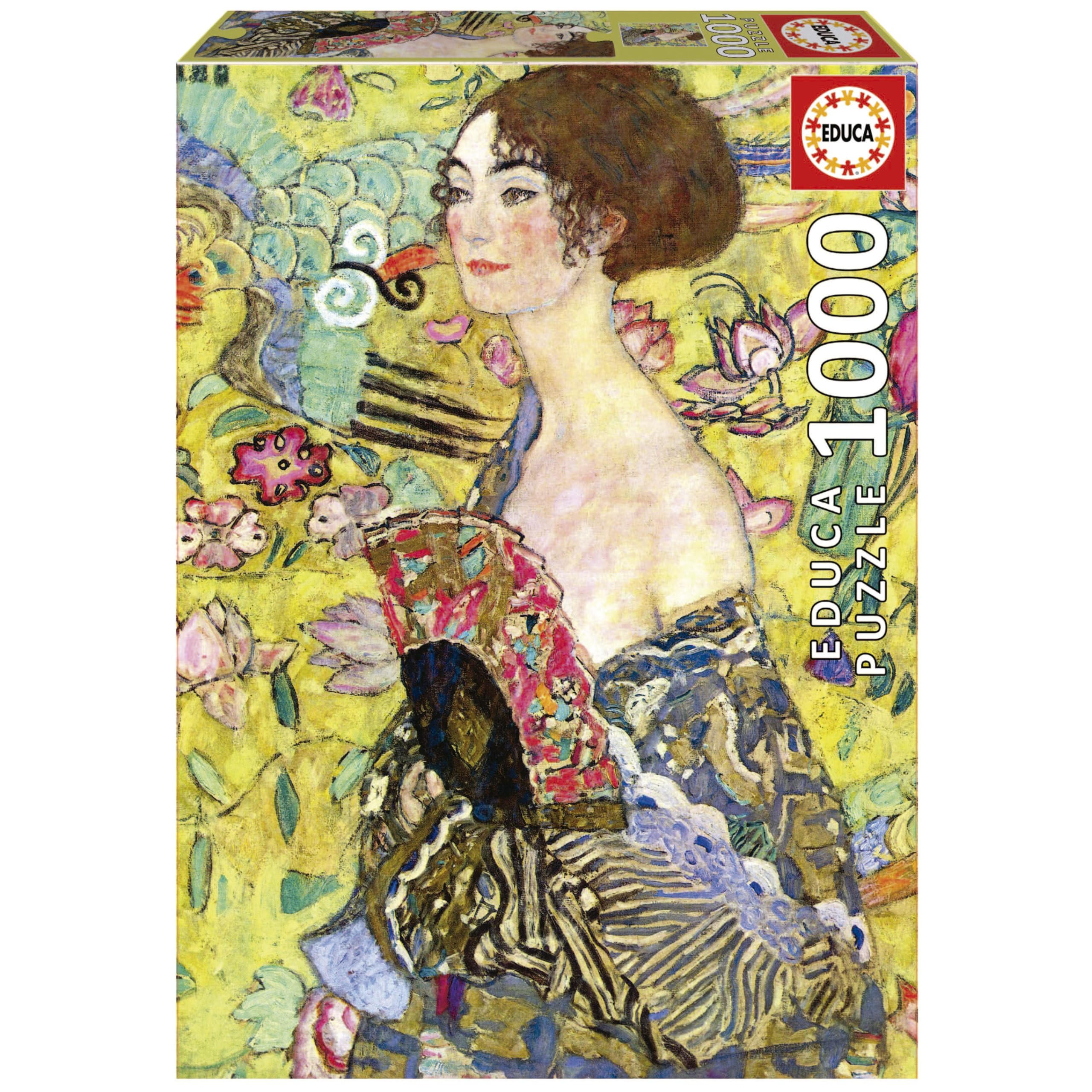 مجموعه هنری Educa - خانمی با چرچیل، گوستاو کلیمت - پازل 1000 قطعه‌ای - چسب پازل همراه - تصویر نهایی 26.77 اینچ در 18.9 اینچ - سن ۱۴ سال به بالا (19932)