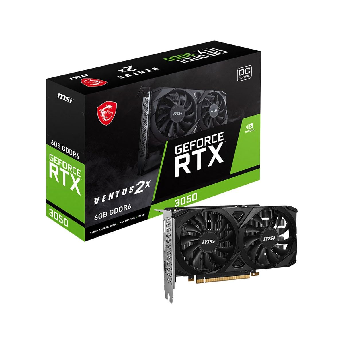محصول MSI Geforce RTX 3050 VENTUS 2X 6G OC NVIDIA 6 گیگابایت GDDR6
