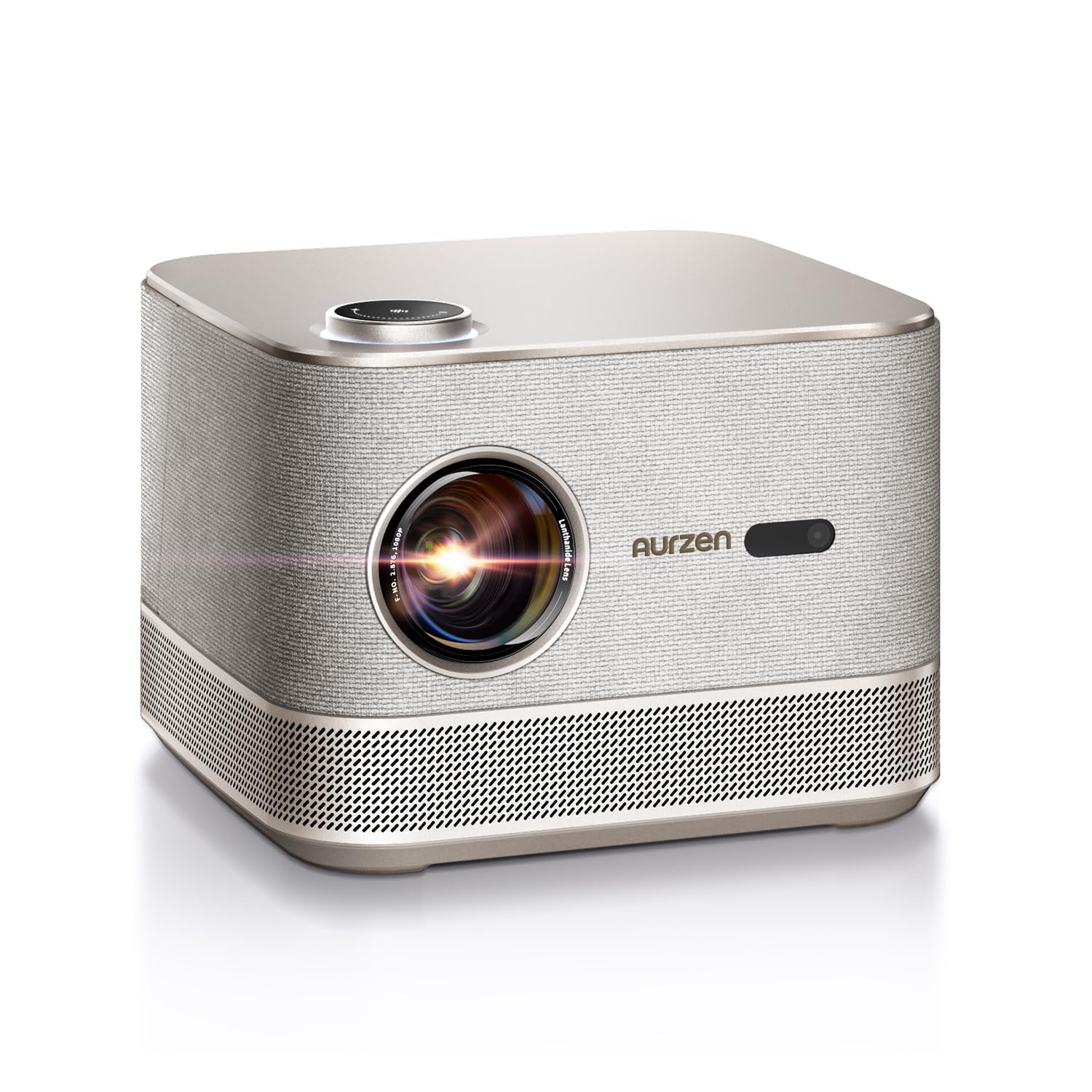 پروژکتور هوشمند 4K All-in-One AURZEN Boom 3 با WiFi و بلوتوث، صدای سه بعدی Dolby و بلندگوهای 36 وات، فوکوس خودکار و Keystone، پشتیبانی از Netflix رسمی 4K و ANSI 500 لومن خانگی و فضای باز Gold