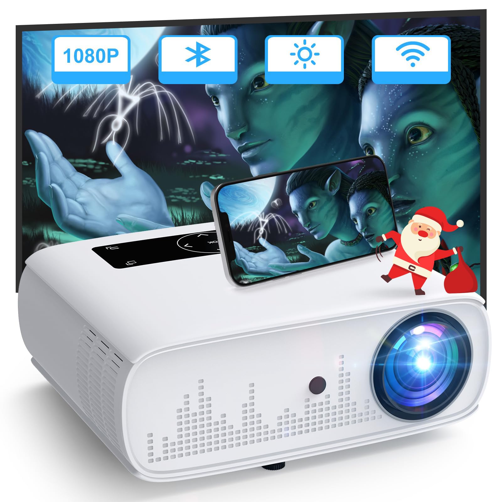 پروژکتور HOPVISION، پروژکتور 4K 15000 لوکس نیتیو 1080P پروژکتور وای فای تمام HD سینمای خانگی ویدیو پروژکتور پروژکتور بلوتوث نمایش 350 اینچ سازگار با TV Stick، HDMI، USB، X-Box، iOS/Android 15000 لومن