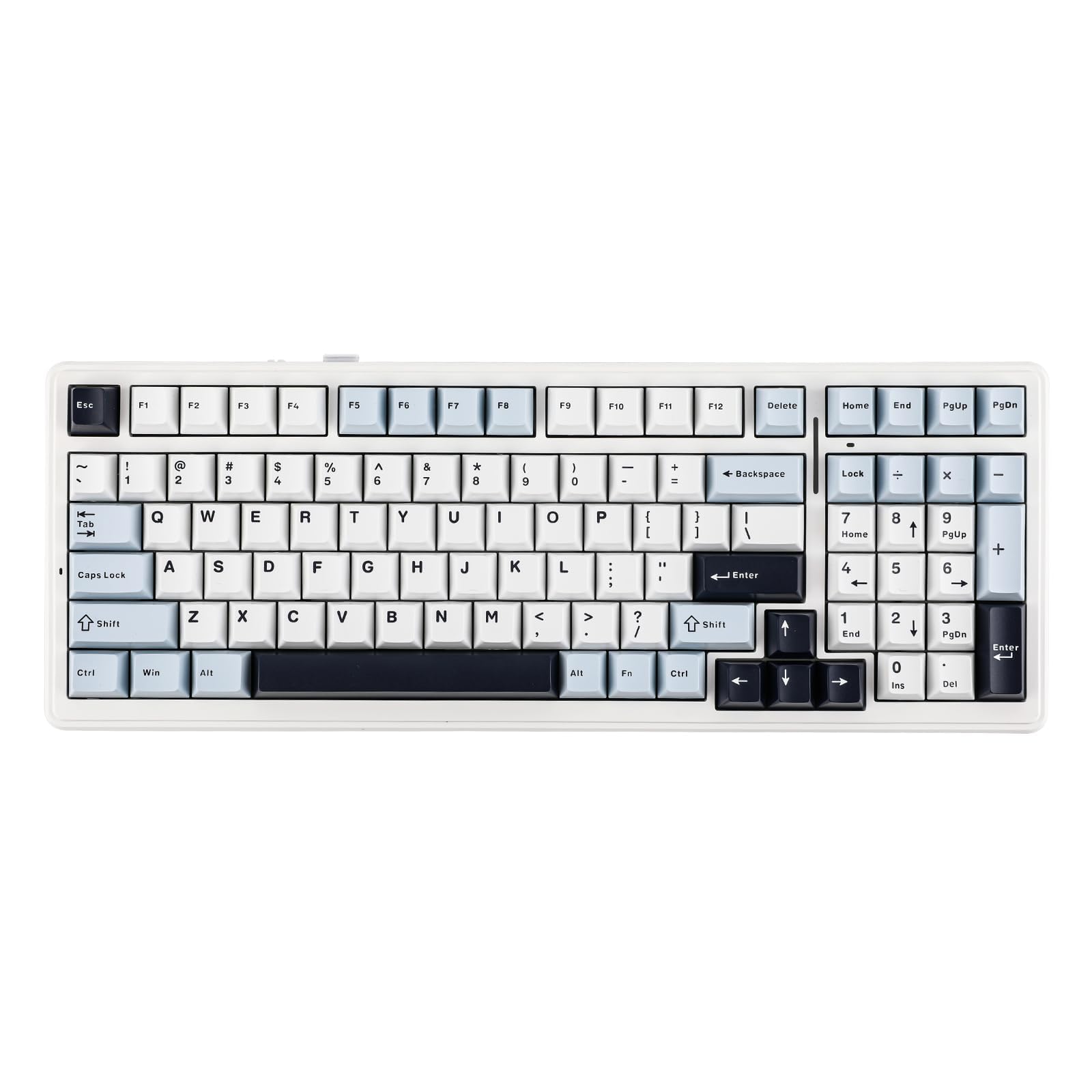 صفحه کلید مکانیکی بی‌سیم EPOMAKER x AULA F99، قابل تعویض و گیسکت شده، صفحه کلید بازی سفارشی با پنج لایه پد، بلوتوث/2.4 گیگاهرتز/USB-C، باتری 8000 میلی آمپر (سفید آبی، سوئیچ Graywood V3) سوئیچ Graywood V3 سفید آبی