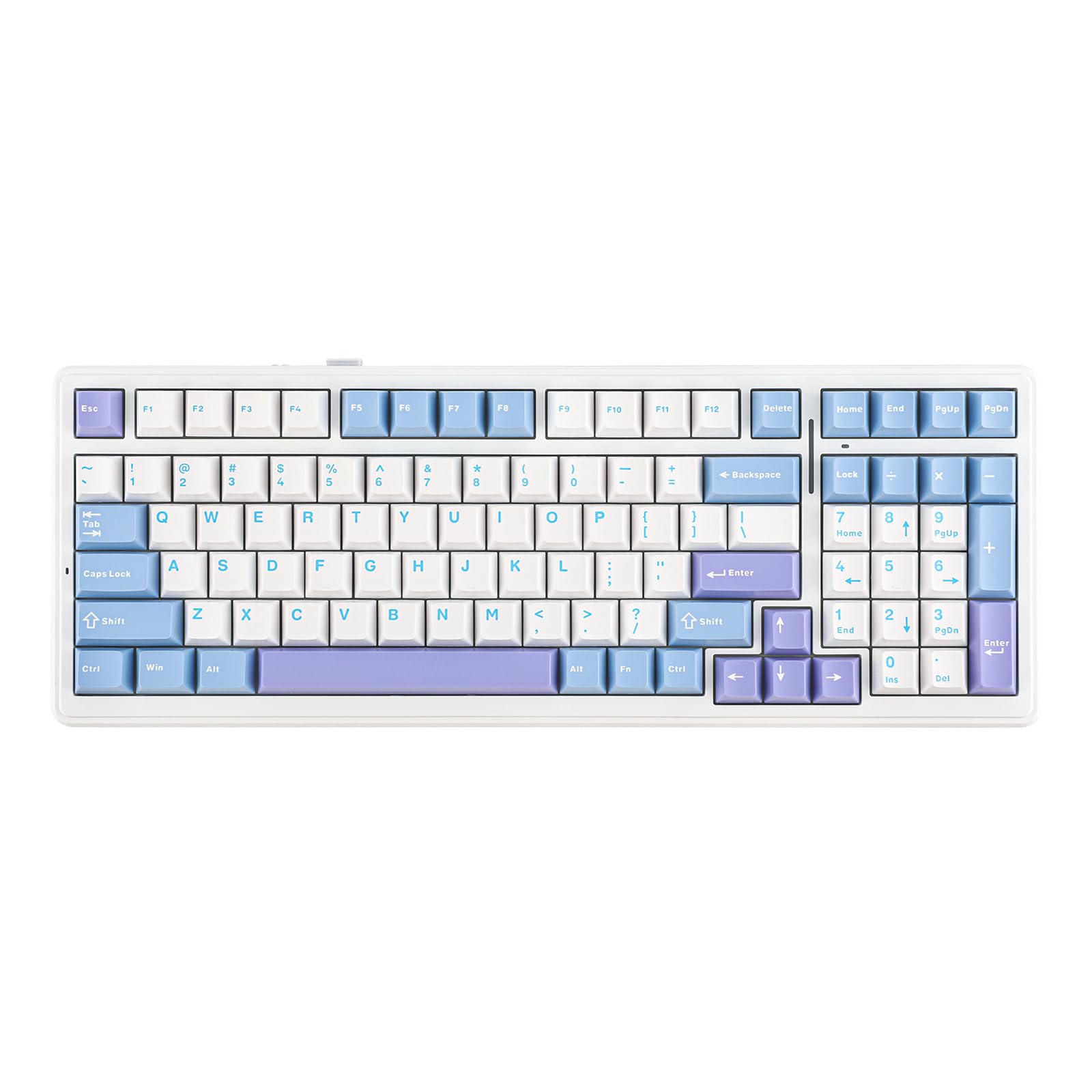 EPOMAKER x AULA F99 Wireless Mechanical Keyboard, Hot Swappable Gasket Custom Gaming Keyboard with Five-Layer Padding, Bluetooth/2.4GHz/USB-C, 8000mAh Battery (White Light Blue, Graywood V3) Graywood V3 Switch White Light Blue